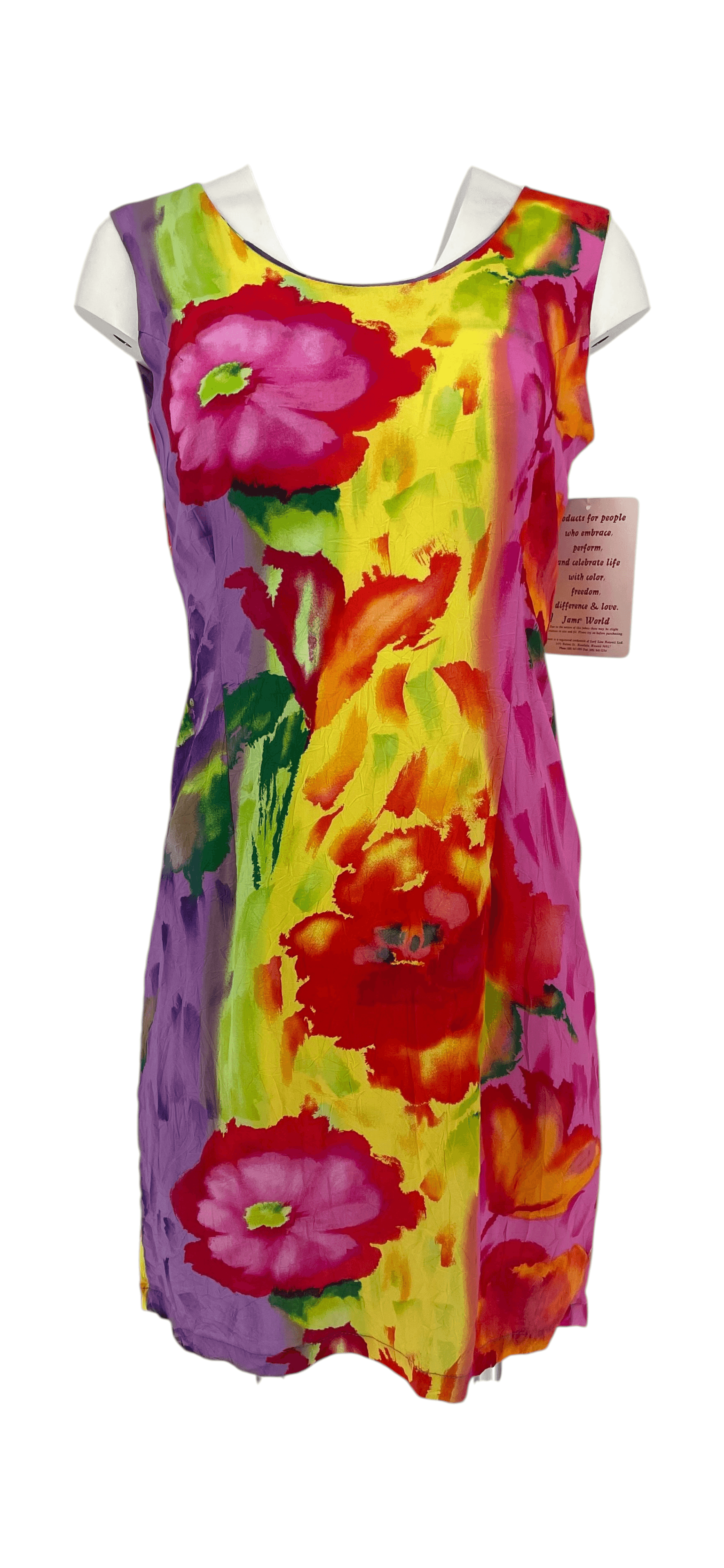 Jams World Bright Multicolor Floral Sleeveless Dress NWT NOS S/M Sleeveless 90s