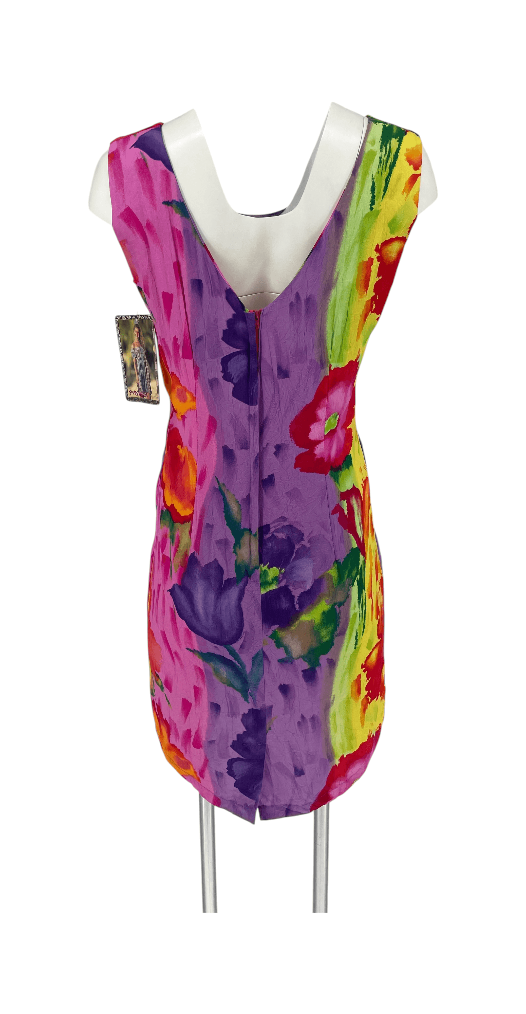 Jams World Bright Multicolor Floral Sleeveless Dress NWT NOS S/M Sleeveless 90s - Thumbnail 3