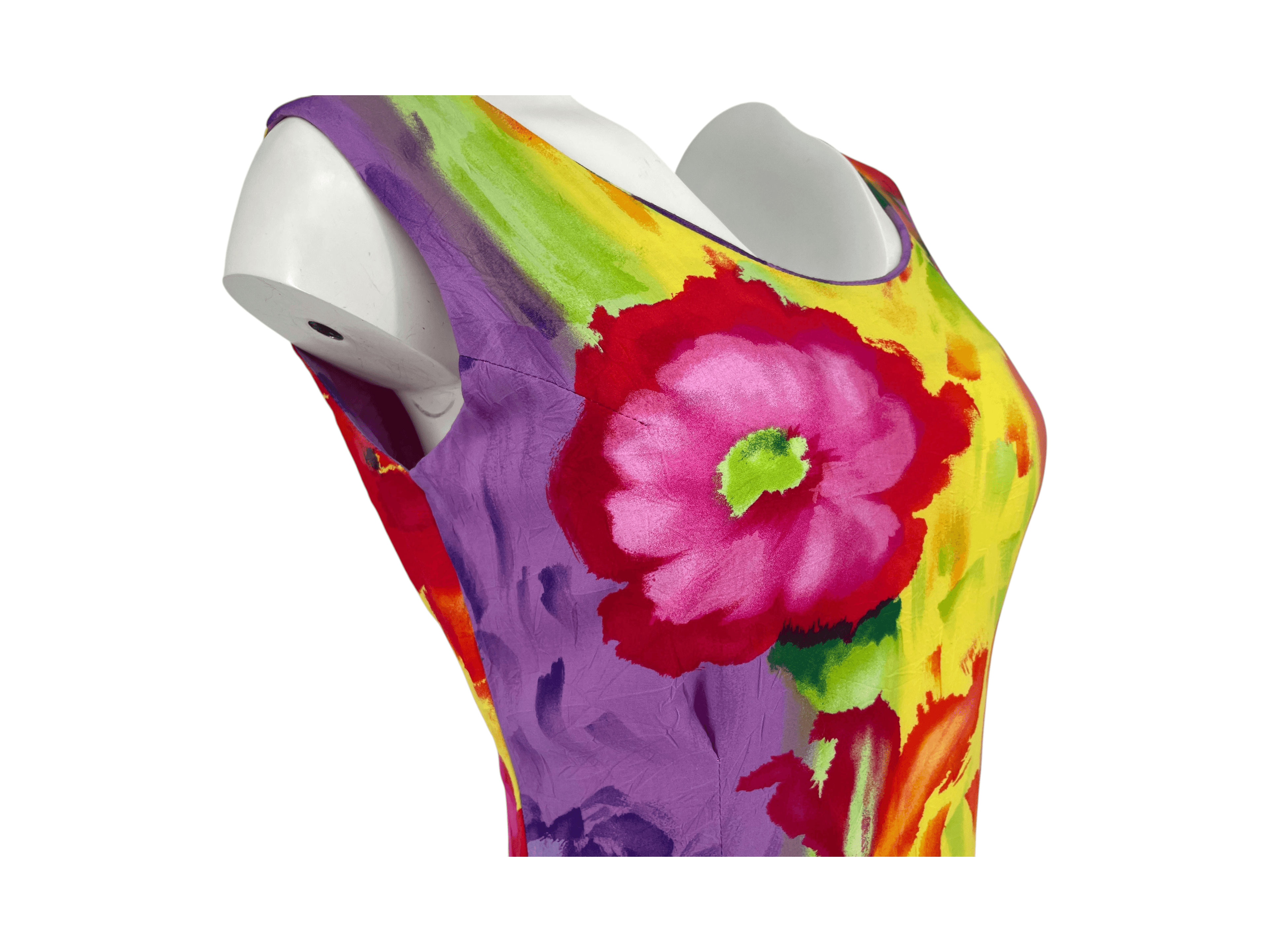 Jams World Bright Multicolor Floral Sleeveless Dress NWT NOS S/M Sleeveless 90s - Thumbnail 5