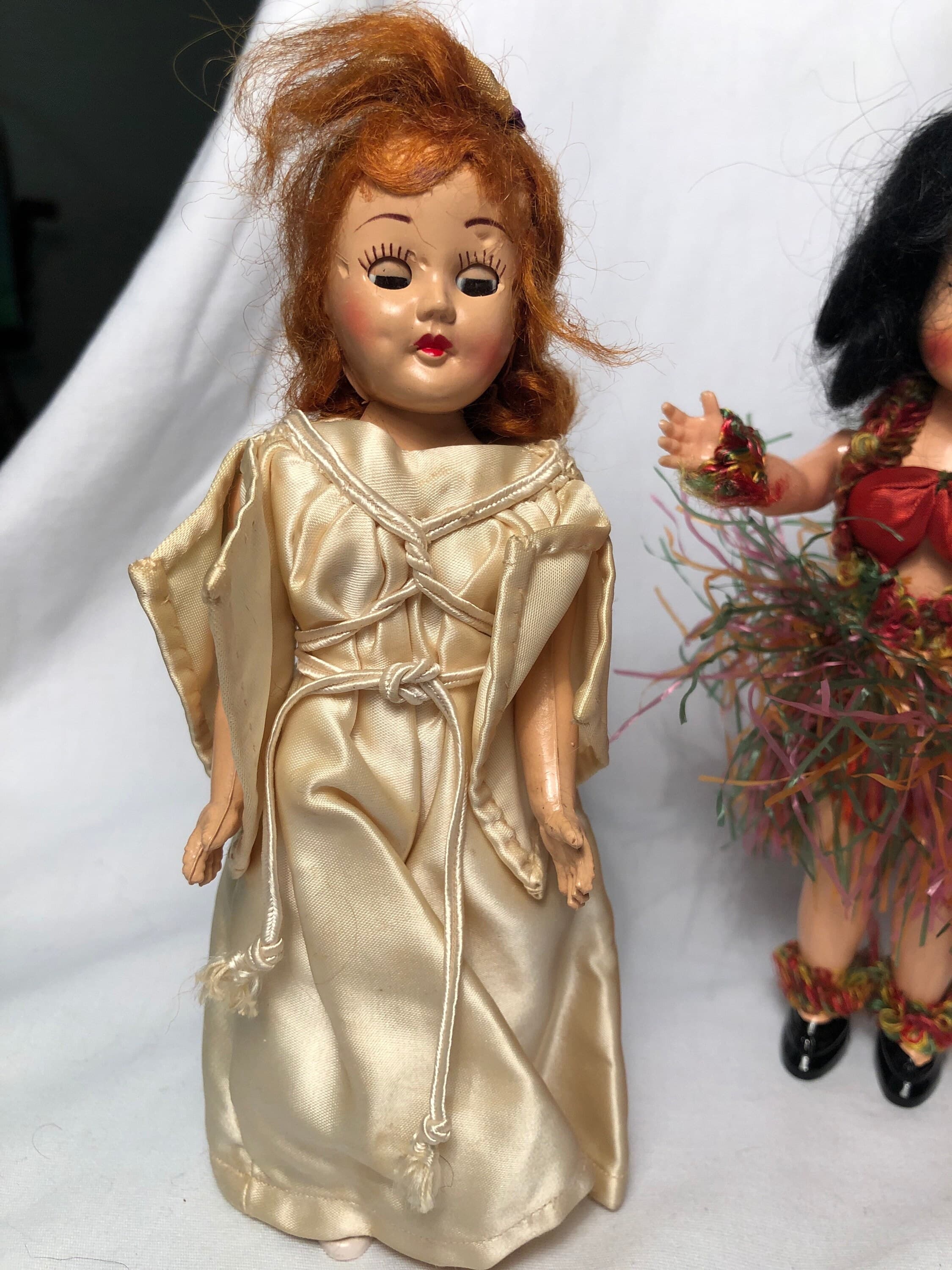 Lot of 3 Vintage Plastic Molded Dolls with movable eyes and limbs - Thumbnail 2