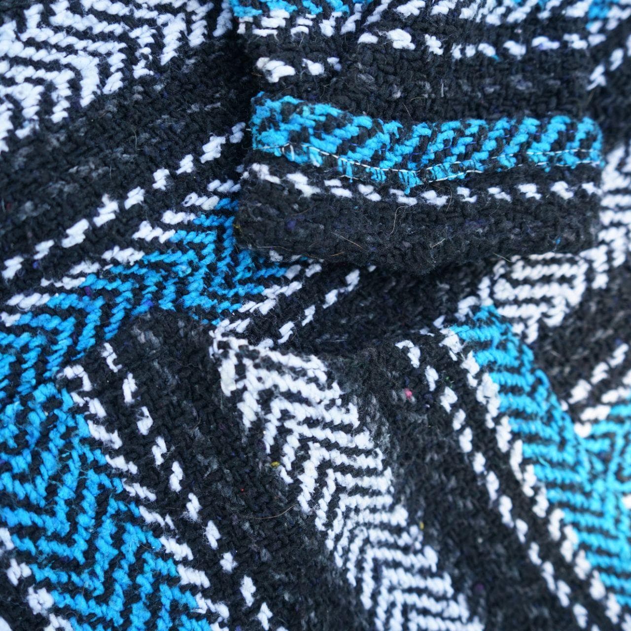 BAJA Joe Mexican blanket pullover hoodie from Central America. Size adult small/medium. Features a heavy, breathable knit with a front pocket and hood. - Thumbnail 2
