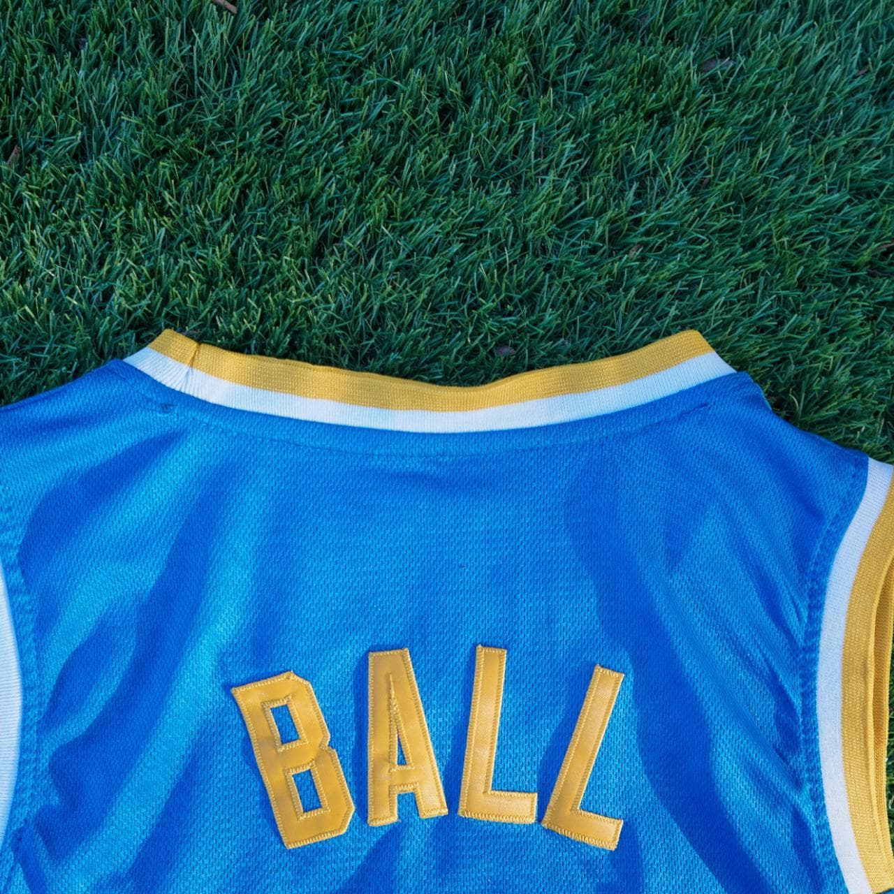 Adidas NCAA UCLA (2) Ball jersey in powder blue and gold. Size adult small. Features stitched graphics on the front and the back. - Thumbnail 4