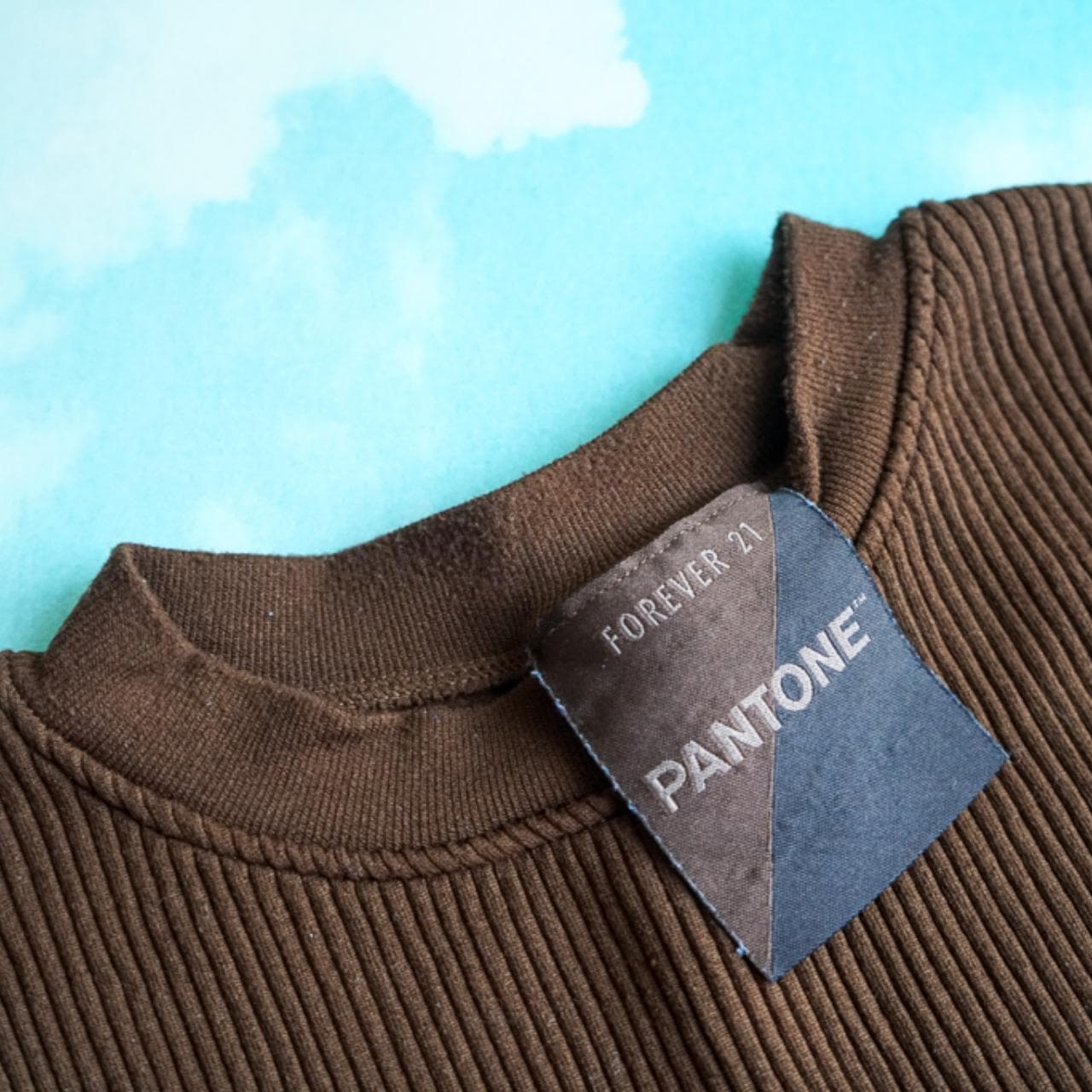 Stretchy chocolate brown #Pantone collab crop top. Size adult women's small 🍫 - Thumbnail 2