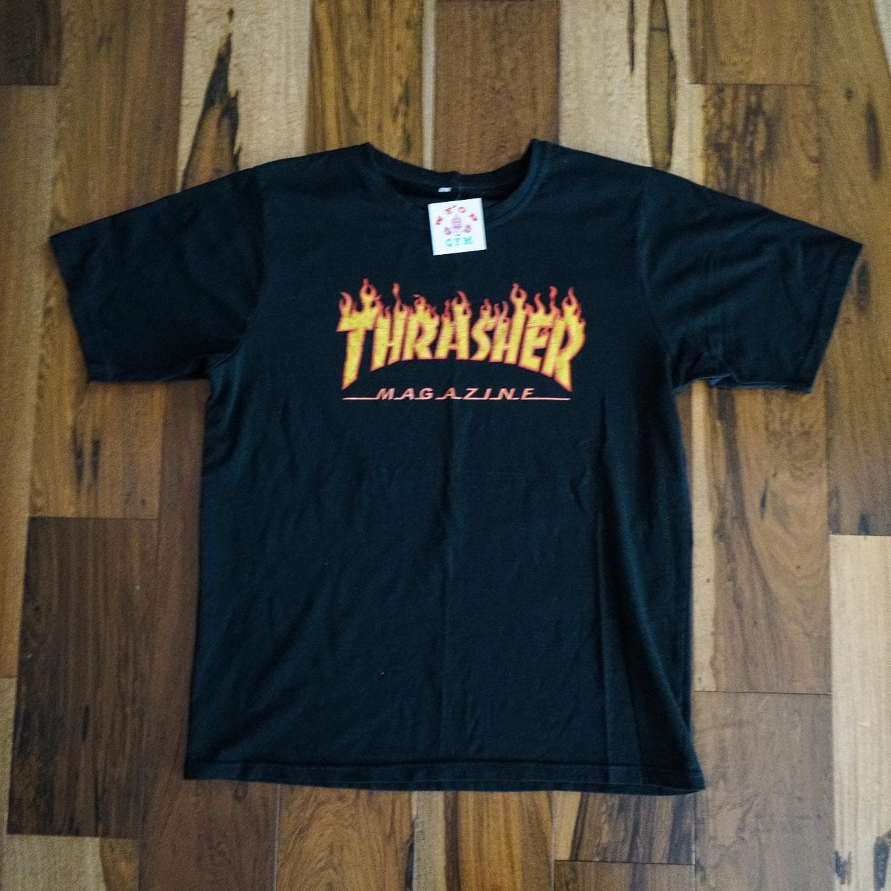 Vintage #Thrasher Magazine skate tee in black. Cracked front graphic due to age.