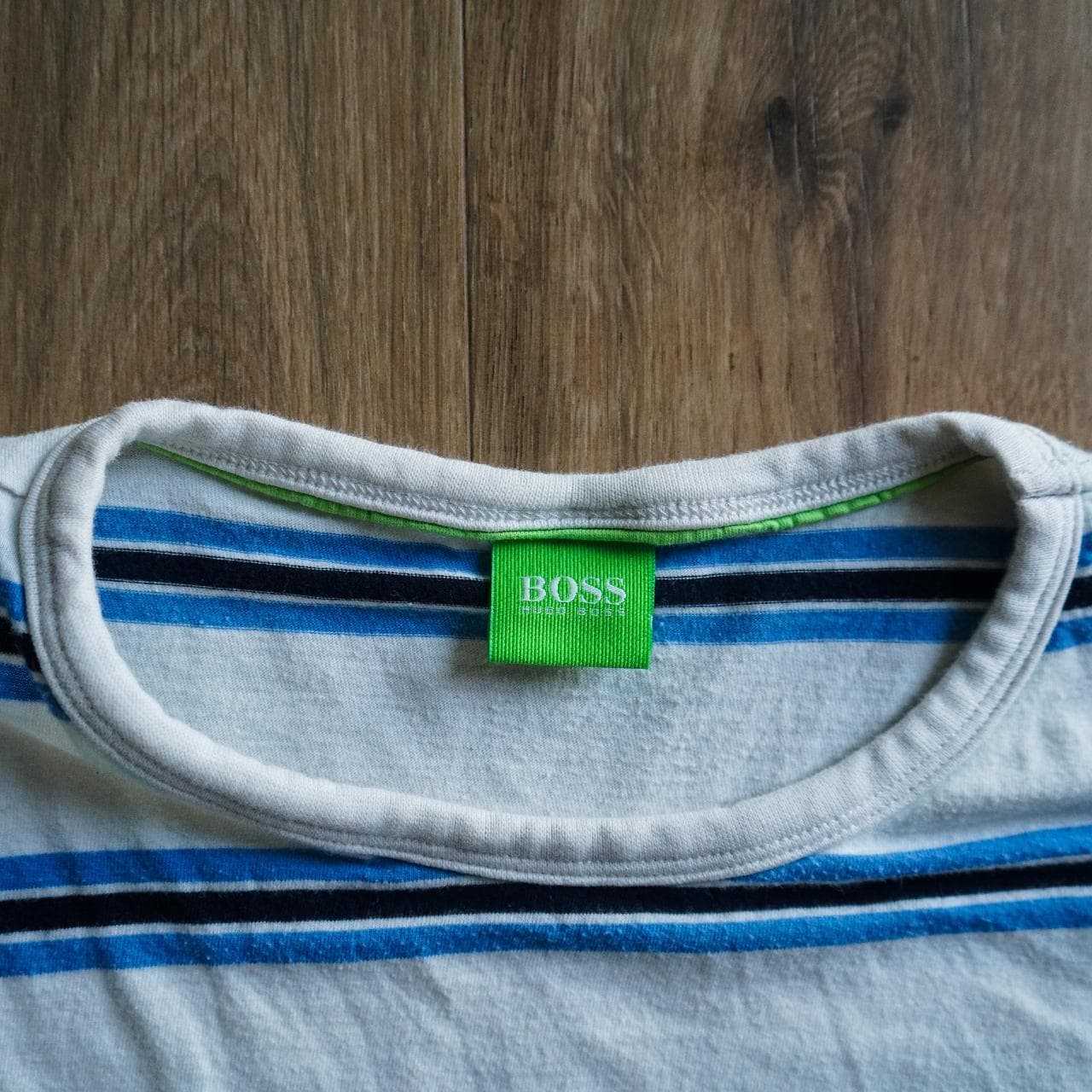 Blue striped #HugoBoss shirt with a raised logo on front. Size XL, European slim fit. - Thumbnail 3