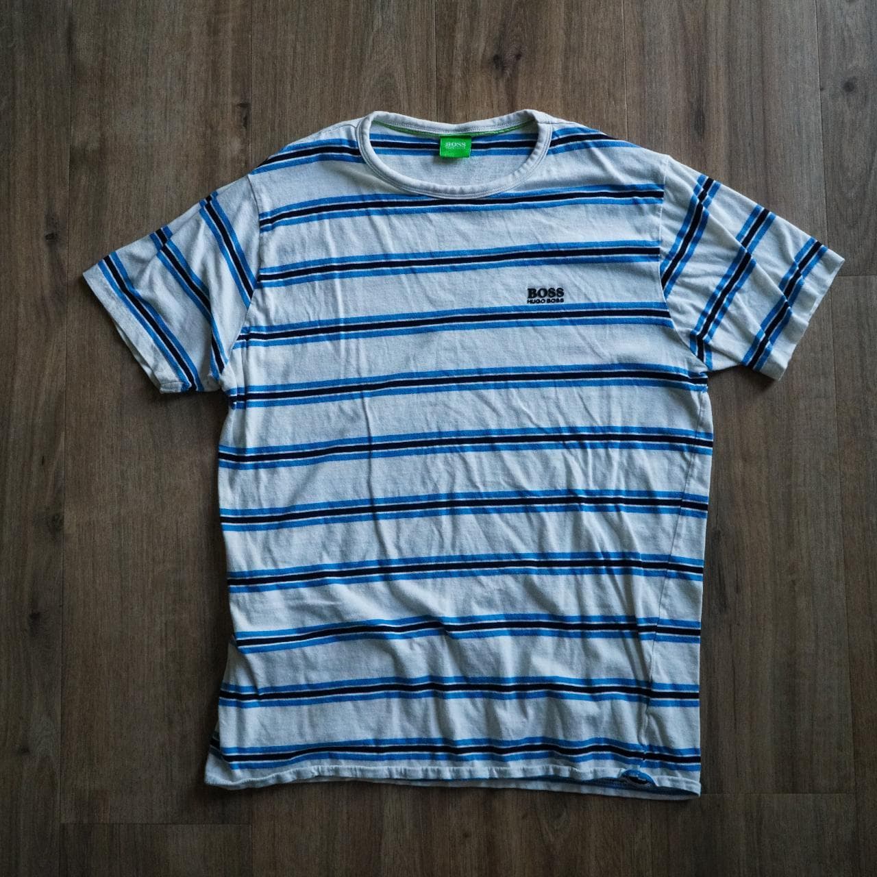 Blue striped #HugoBoss shirt with a raised logo on front. Size XL, European slim fit. - Thumbnail 2