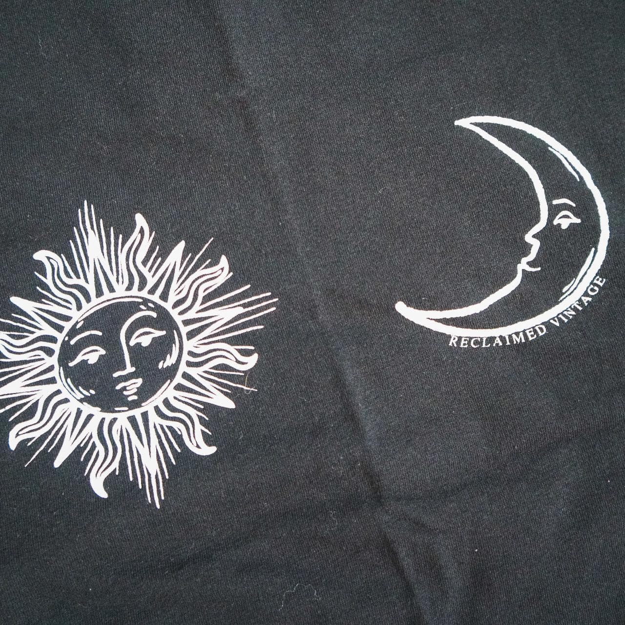 Reclaimed Vintage Sun and Moon tee. White screenprint on front. Size adult small. - Thumbnail 2