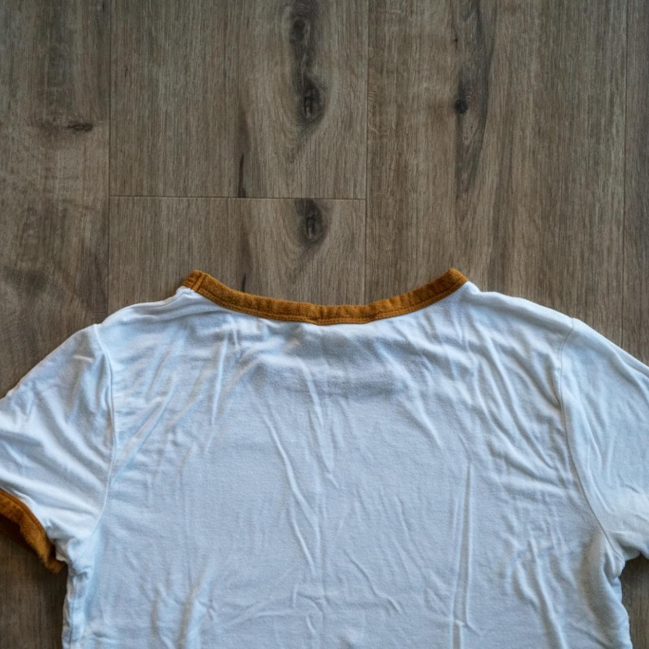 Forever 21 crop top ringer tee in white and brown. Size women's medium 🪀 - Thumbnail 3