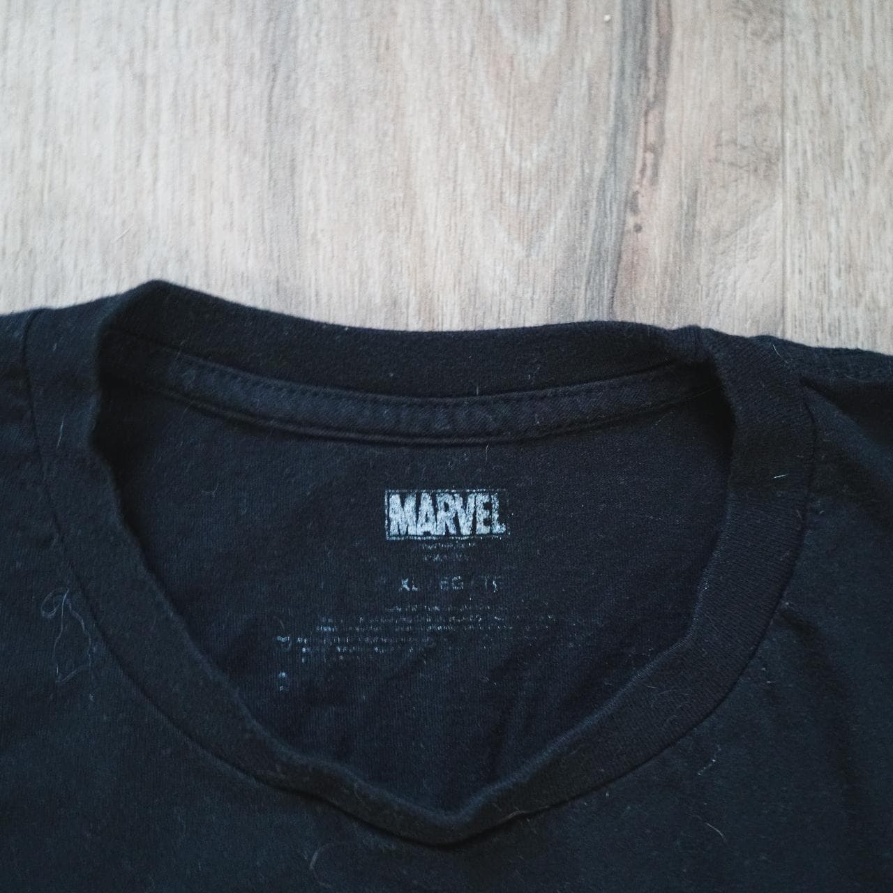 Marvel Comics, "Black Panther" #Wakanda Forever tee in black with yellow screenprint on front. Size XL. #cinema - Thumbnail 3
