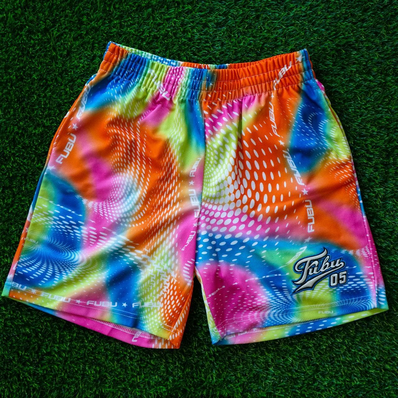 #FUBU x Forever 21 collaboration shorts. Size adult medium. Features thick mesh, embroidered logo, pockets, and drawstring closure 🩳