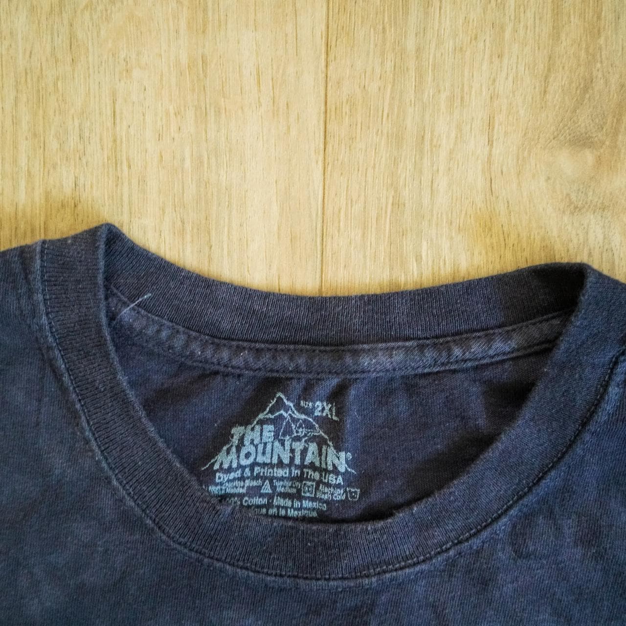 Tie-dye Donald #Trump merch tee in navy and grey. Features crazy full-color front graphics and tie-dye texture all over. Adult size 2XL 🇺🇸 - Thumbnail 4