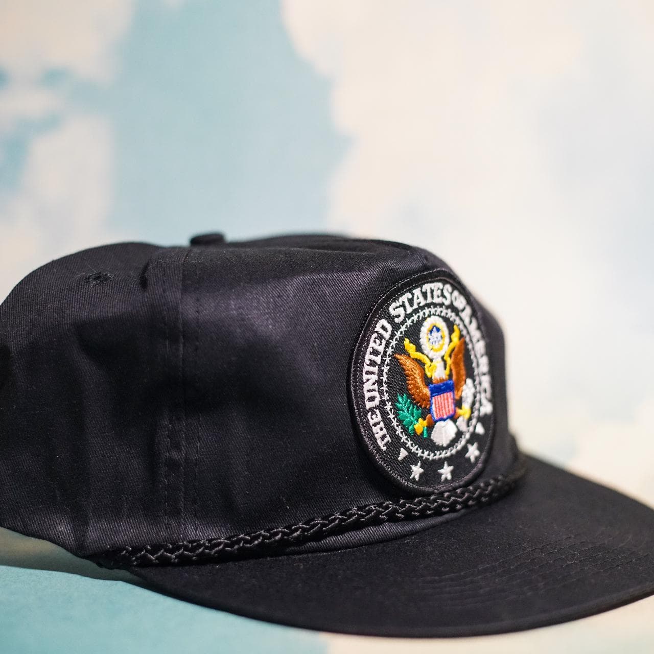 Vintage black USA - #WashingtonDC souvenir hat with a full-color patch on front 🇺🇸 Features adjustable snapback closure with soft A-frame structure. - Thumbnail 2