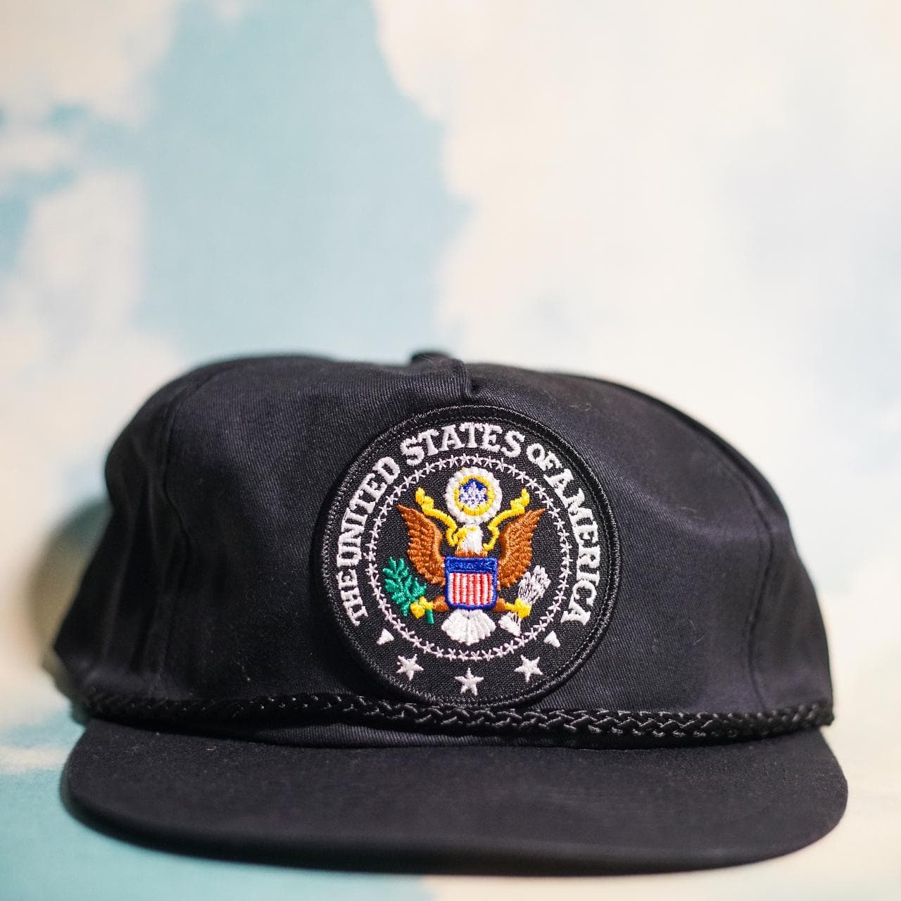 Vintage black USA - #WashingtonDC souvenir hat with a full-color patch on front 🇺🇸 Features adjustable snapback closure with soft A-frame structure.
