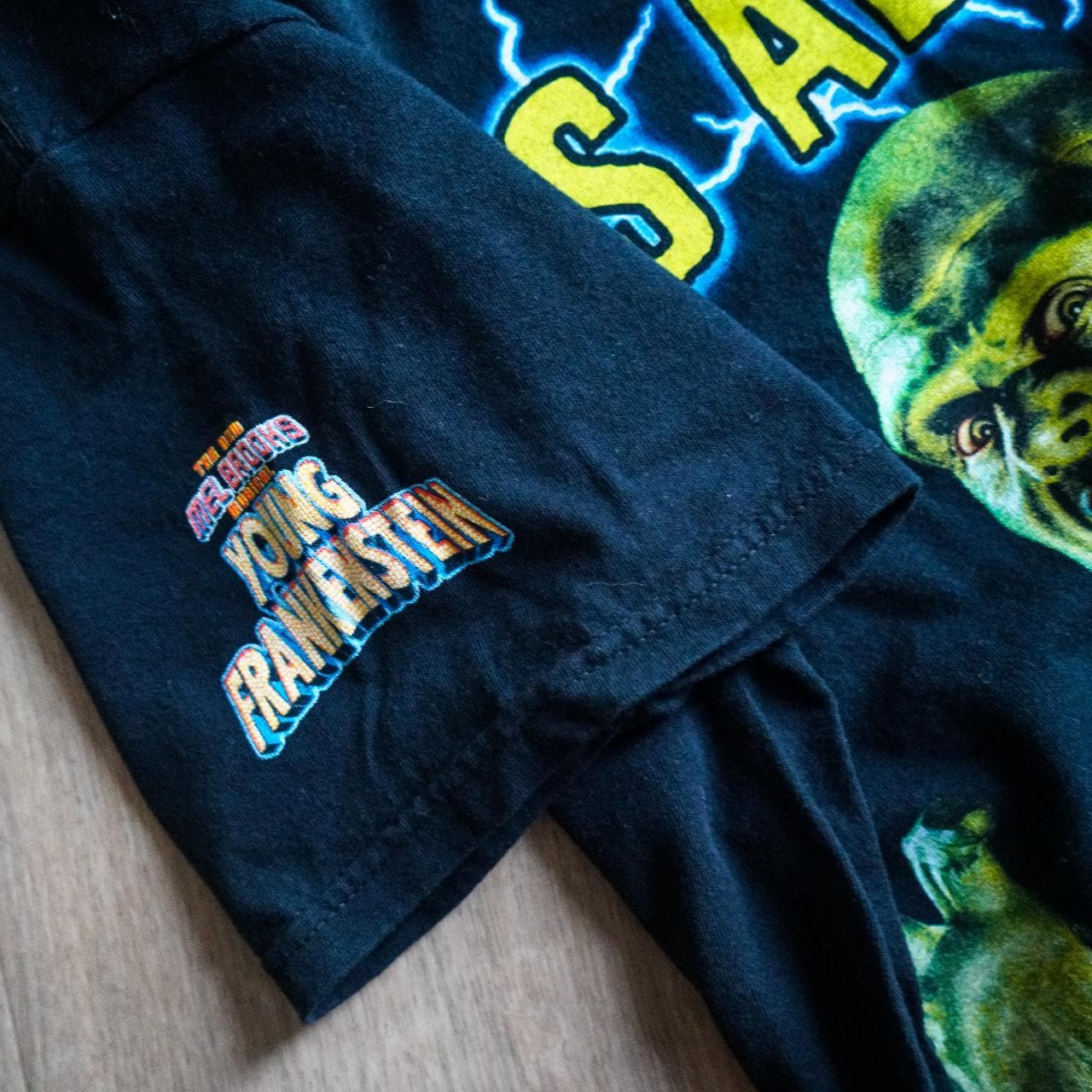#Horrorcore Frankenstein tee in Black 🦴 Full-color graphic on front and sleeve. Size adult large. - Thumbnail 3
