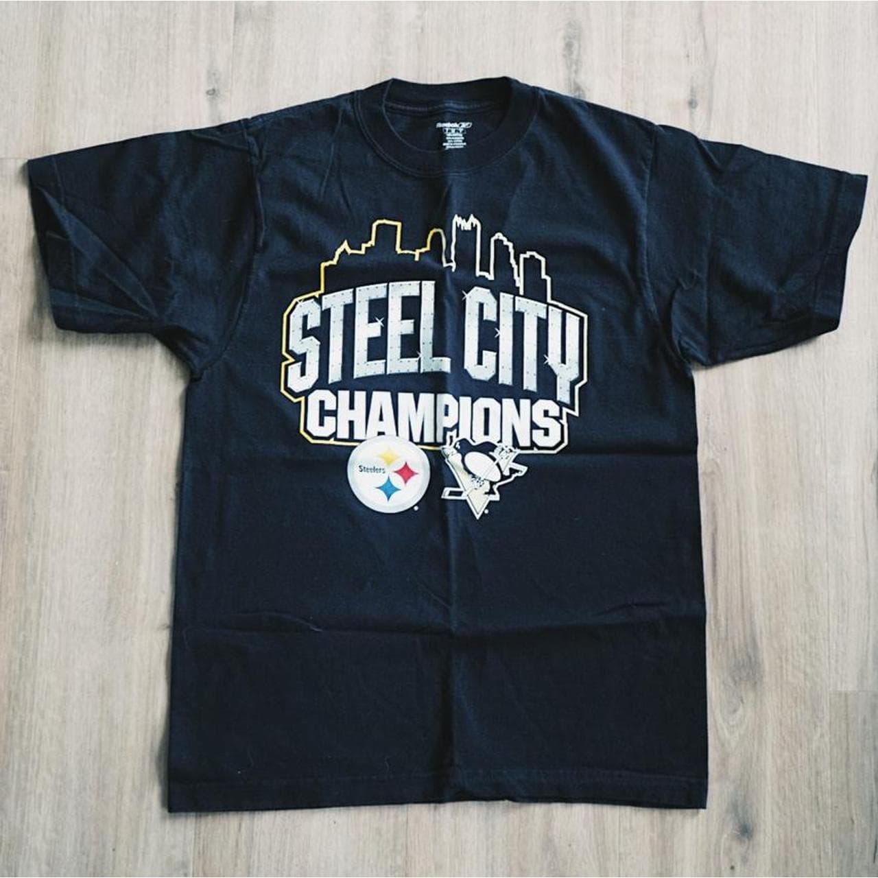 Steel City Champions 🏆 tee with front and back graphics #NFL. Size Small.