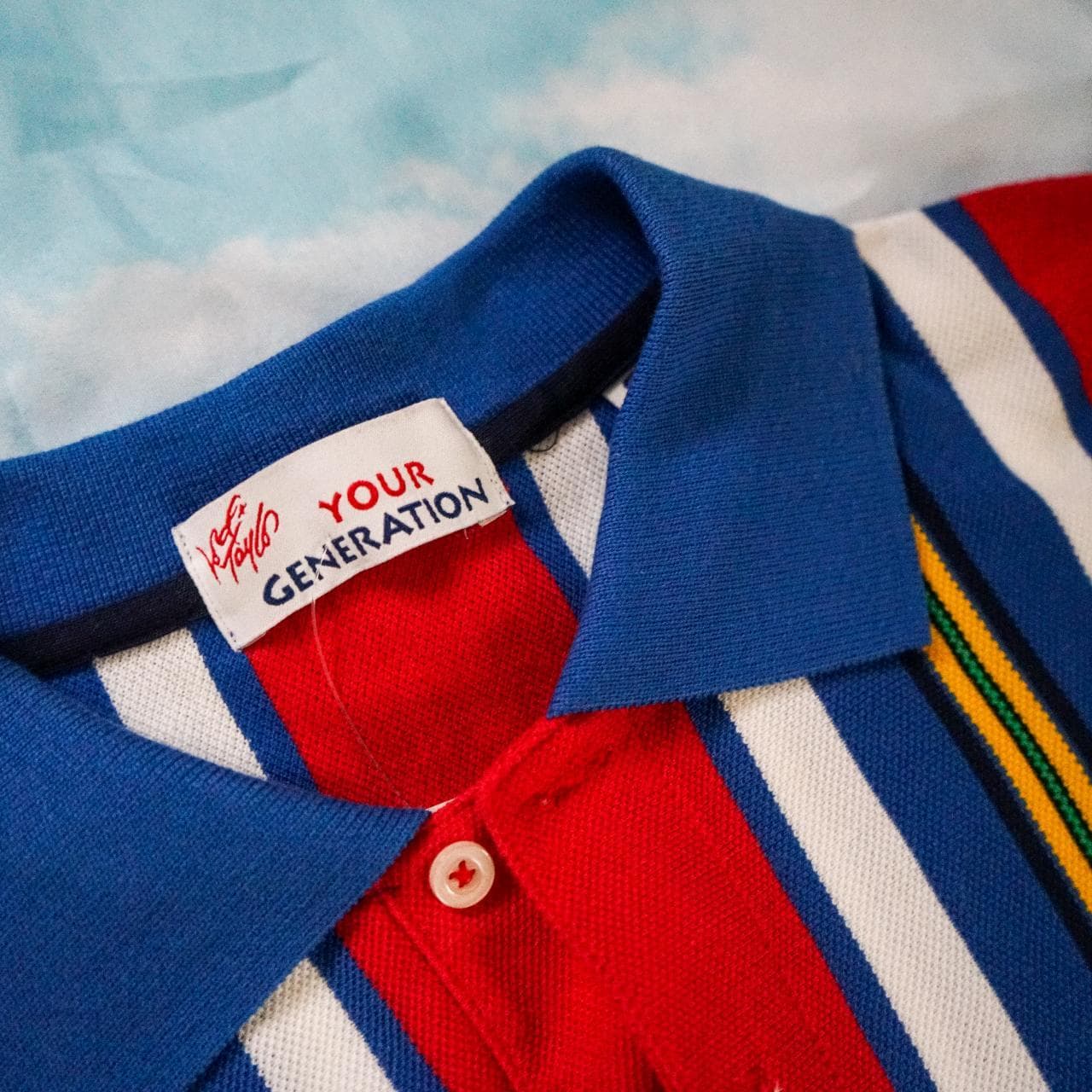 Lord and Taylor striped polo in top condition. Stripes feature blue, red, yellow and white. Size men's small 👕 - Thumbnail 3