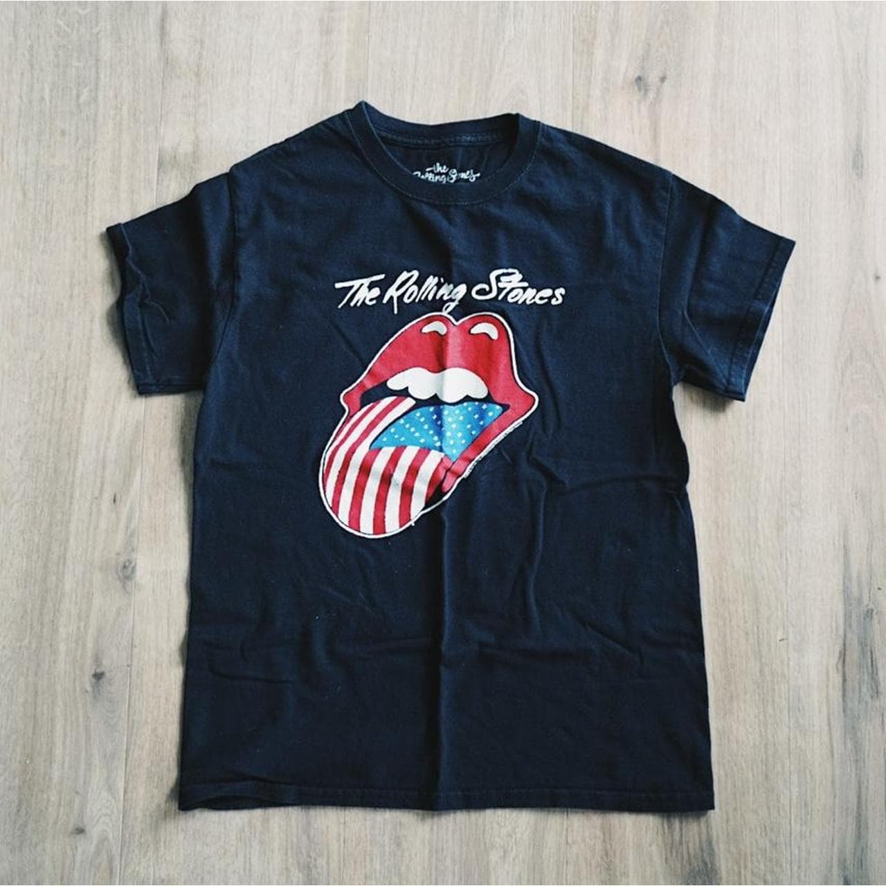The Rolling Stones American Flag tee with front graphic.