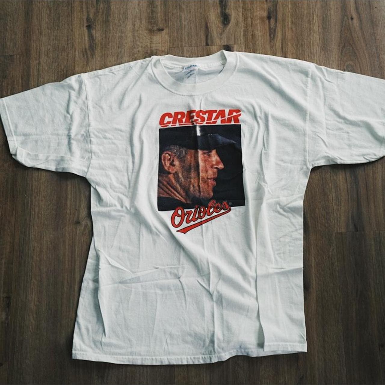 Cal Ripken #Orioles tee in white and orange with front and back graphics. #Baltimore