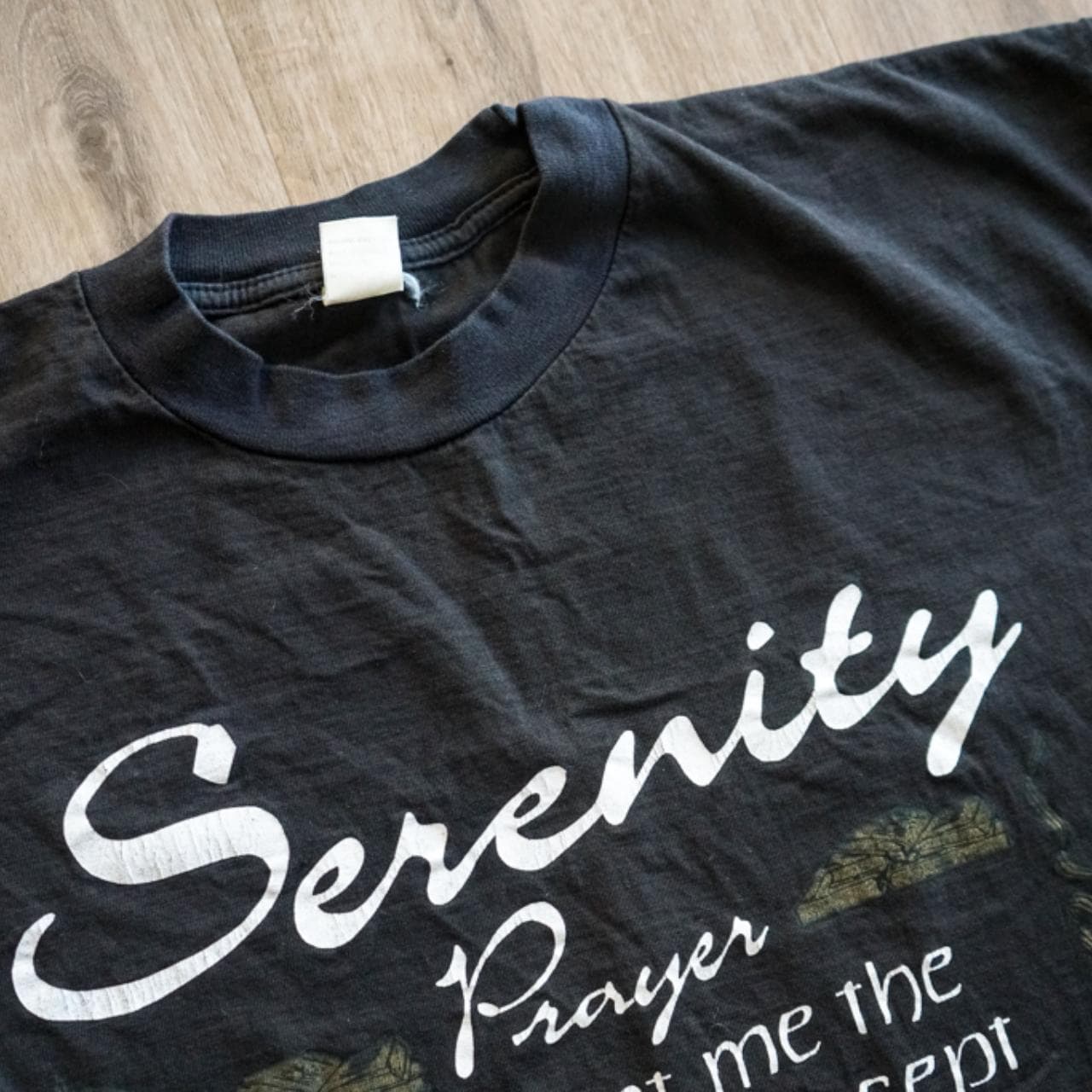 Religious "Serenity Prayer" tee in black. Features multicolor graphic on front. Size adult XL ✝️ - Thumbnail 2