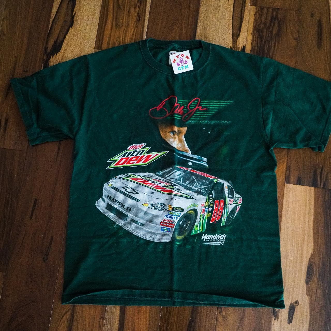 Dale Earnhardt Jr. #NASCAR racing tee in forest green by Chase Authentics. Size Large 🏎 Full-color graphic print on the front and back.