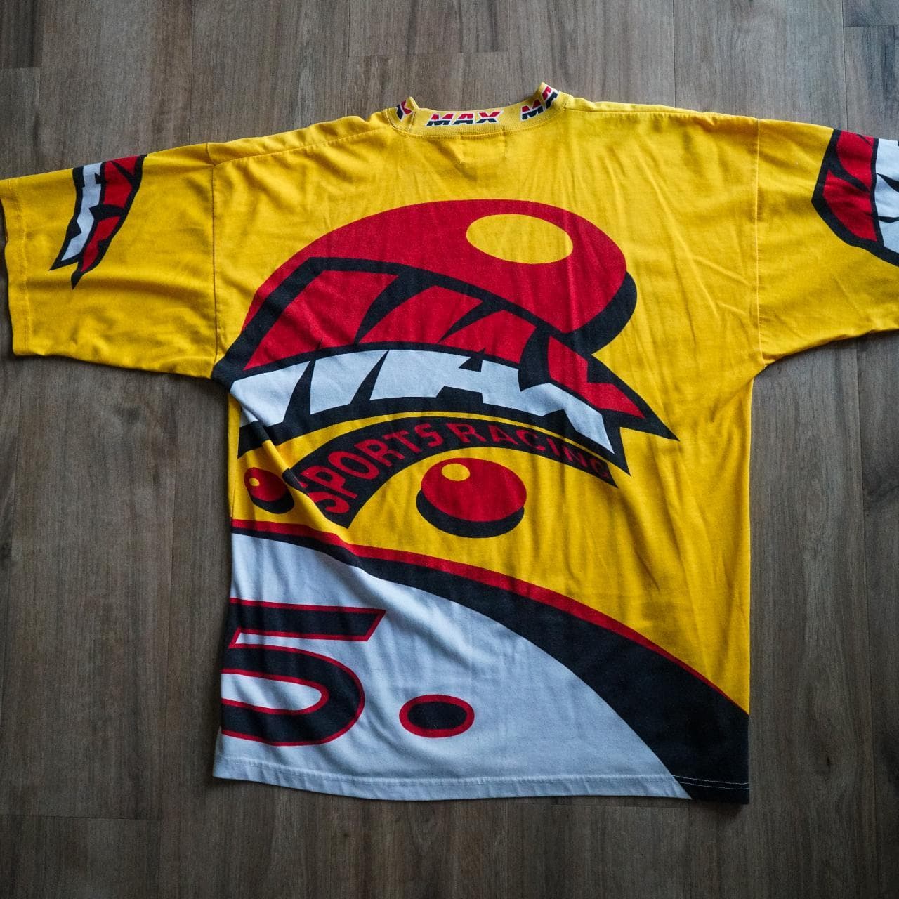 Vintage Max Sportswear oversized tee with all-over graphics on front and back. Features text on collar and graphics on sleeves. Size XL 🏎 - Thumbnail 3