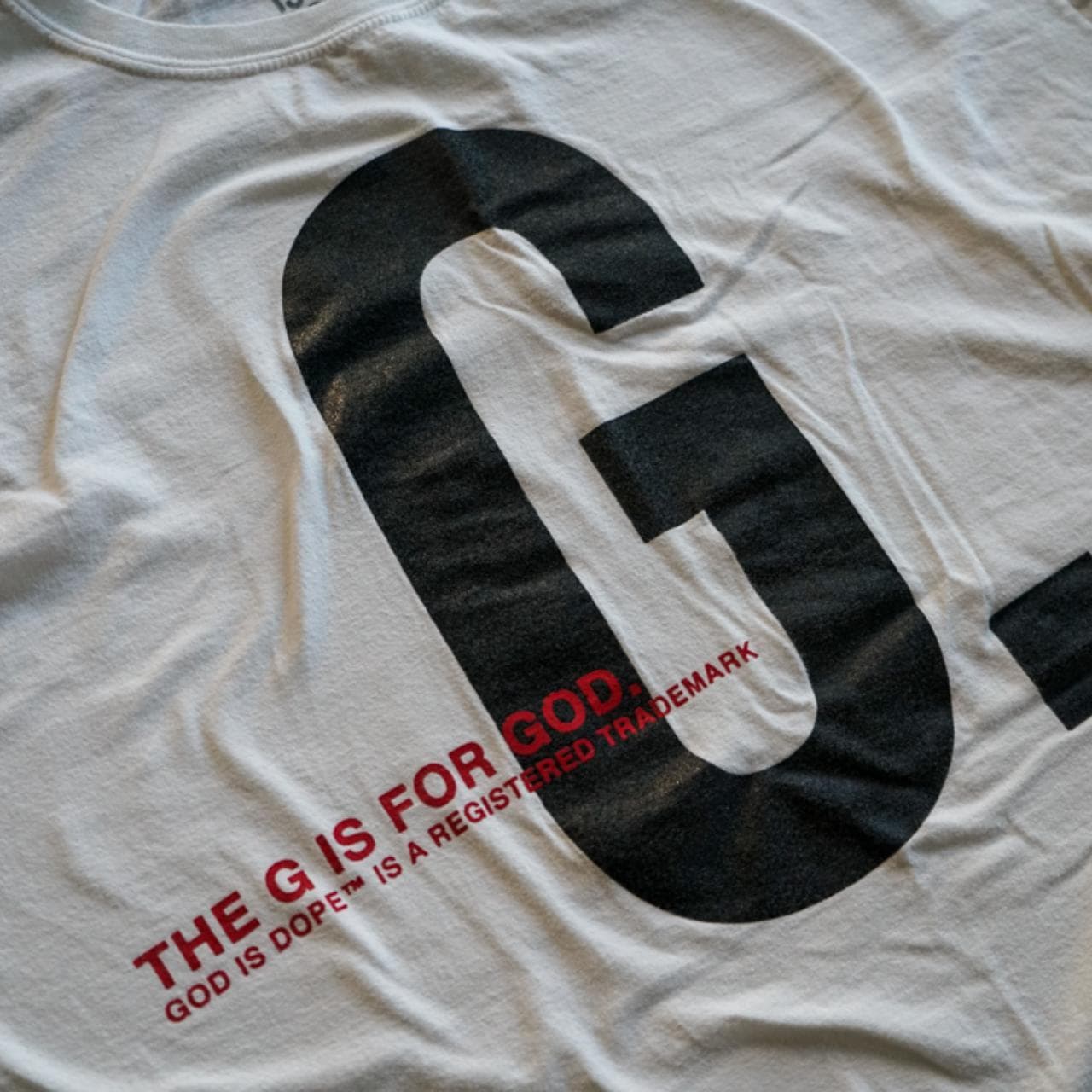 God Is Dope, "The G is for God" tee in white with front graphic. Size XL 🐔 #Atlanta - Thumbnail 2