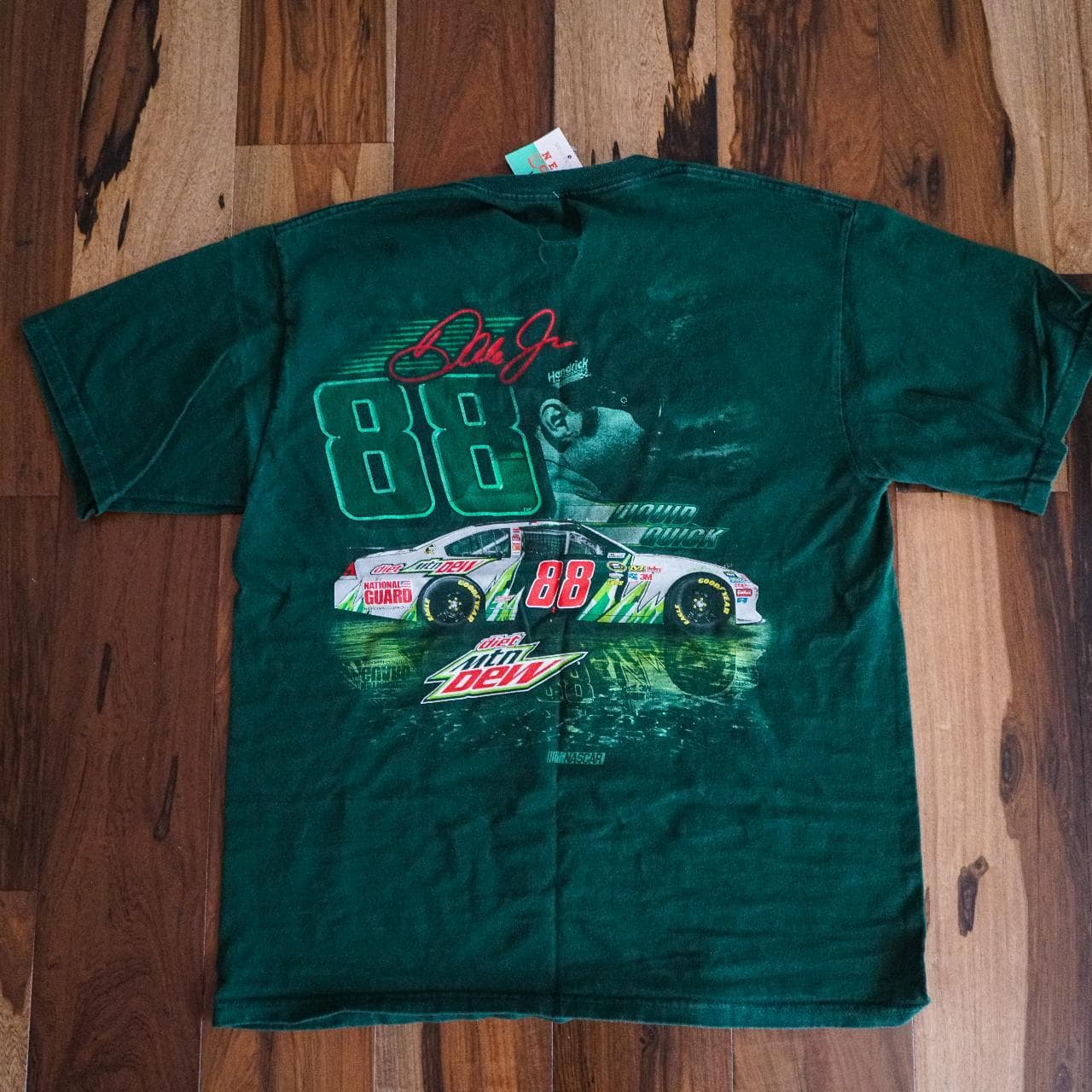Dale Earnhardt Jr. #NASCAR racing tee in forest green by Chase Authentics. Size Large 🏎 Full-color graphic print on the front and back. - Thumbnail 3