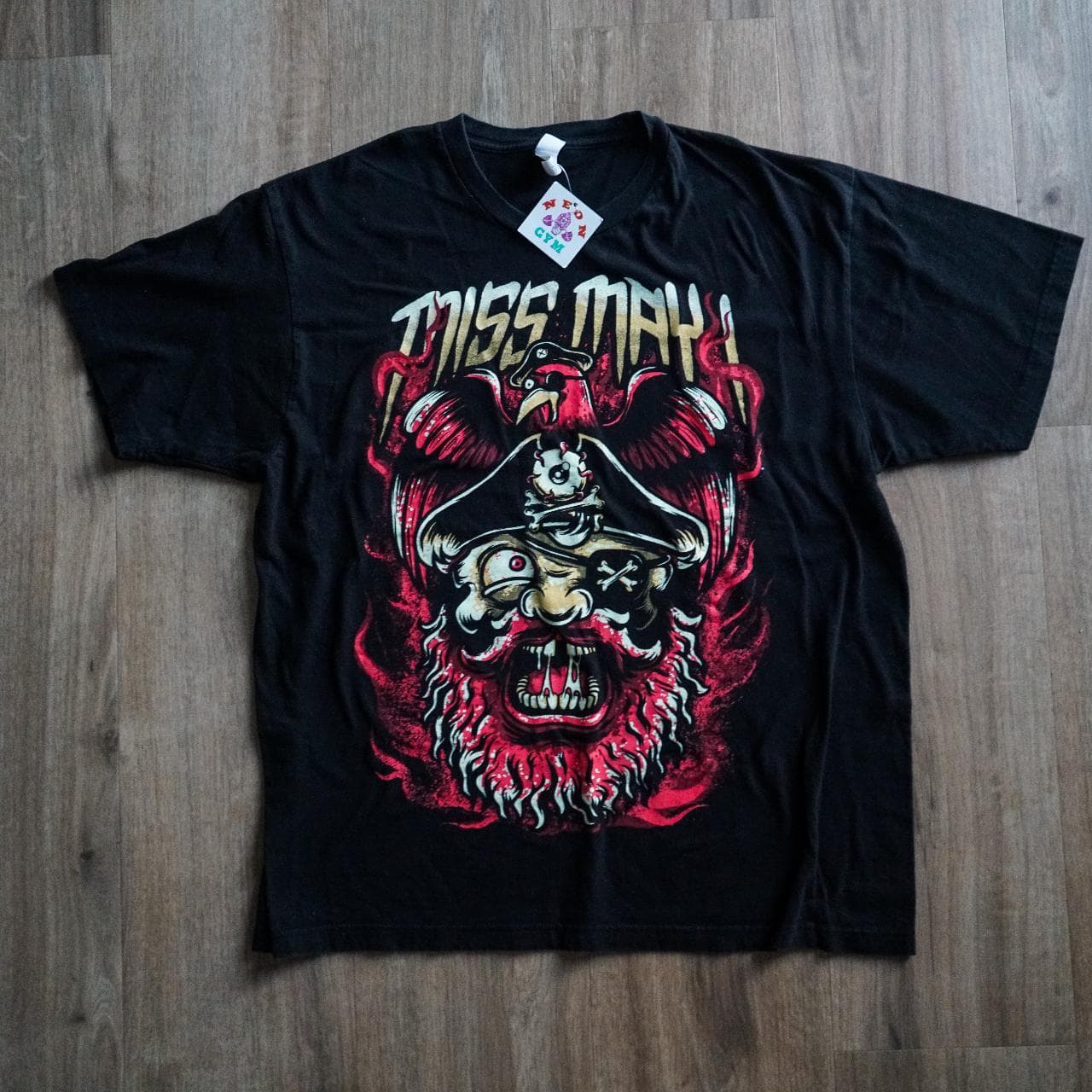 "Miss May I" #pirate #horrorcore tee in Black 🚤 Full-color graphic on the front. Size adult large.