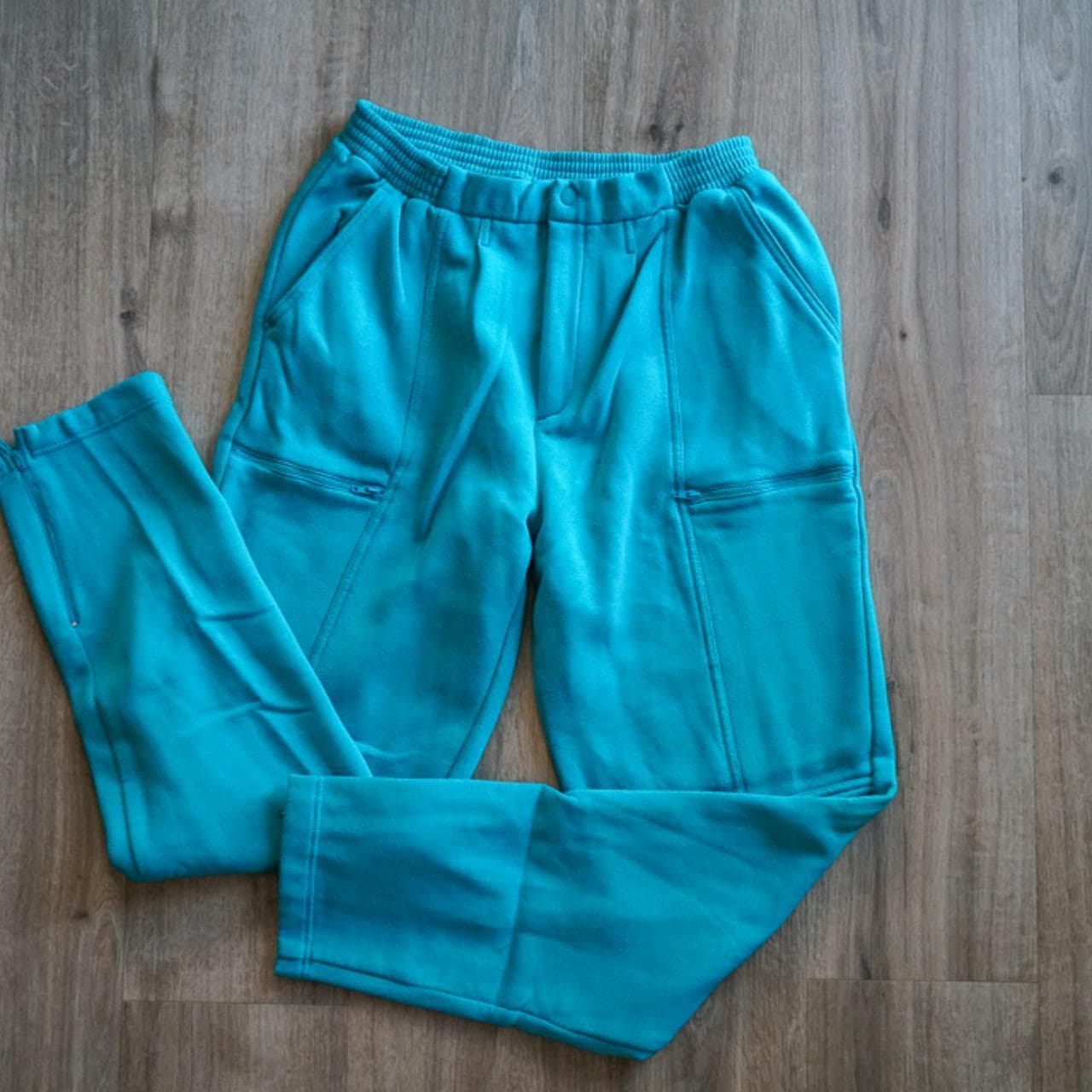 #Vintage 90s structured Claybrooke sweatpants in teal. The pants feature pockets throughout. Size adult large 🐬 - Thumbnail 4