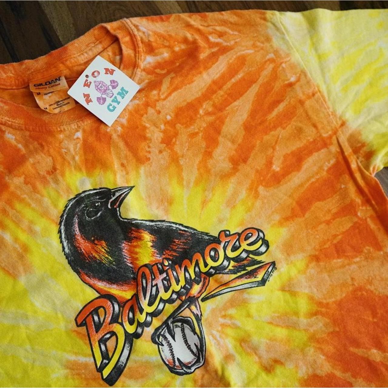 Baltimore #Orioles garment dyed t-shirt in orange and yellow. Graphics on front and back in Size Medium ⚾️ - Thumbnail 2