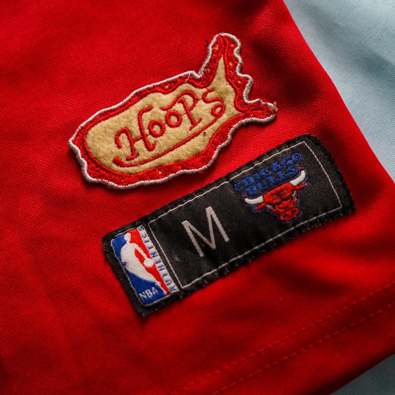 Michael Jordan #Chicago Bulls jersey by Hoops in kid's size medium. Features sewn patches and stitched numbers on front and back 🏀 #NBA #Bulls #Jordan - Thumbnail 2