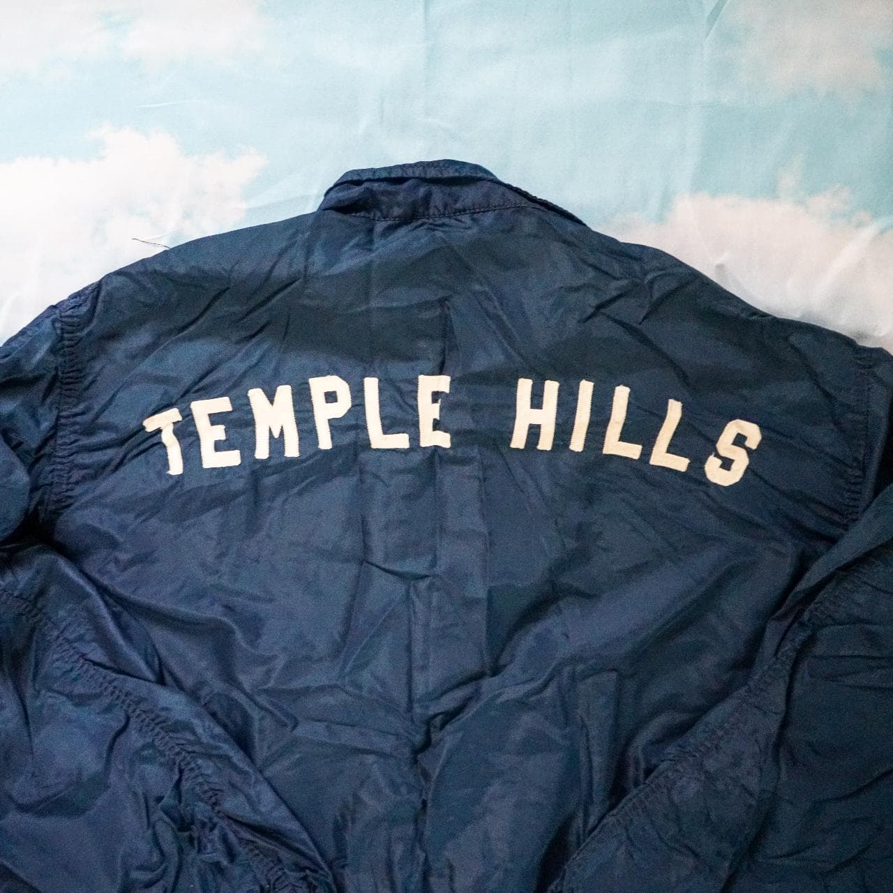 Temple Hills, #Maryland coaches jacket in Navy with HPS on front. Features vintage wear with snap closure and two front pockets. Size unknown, fits like a men's large ⚽️ - Thumbnail 2