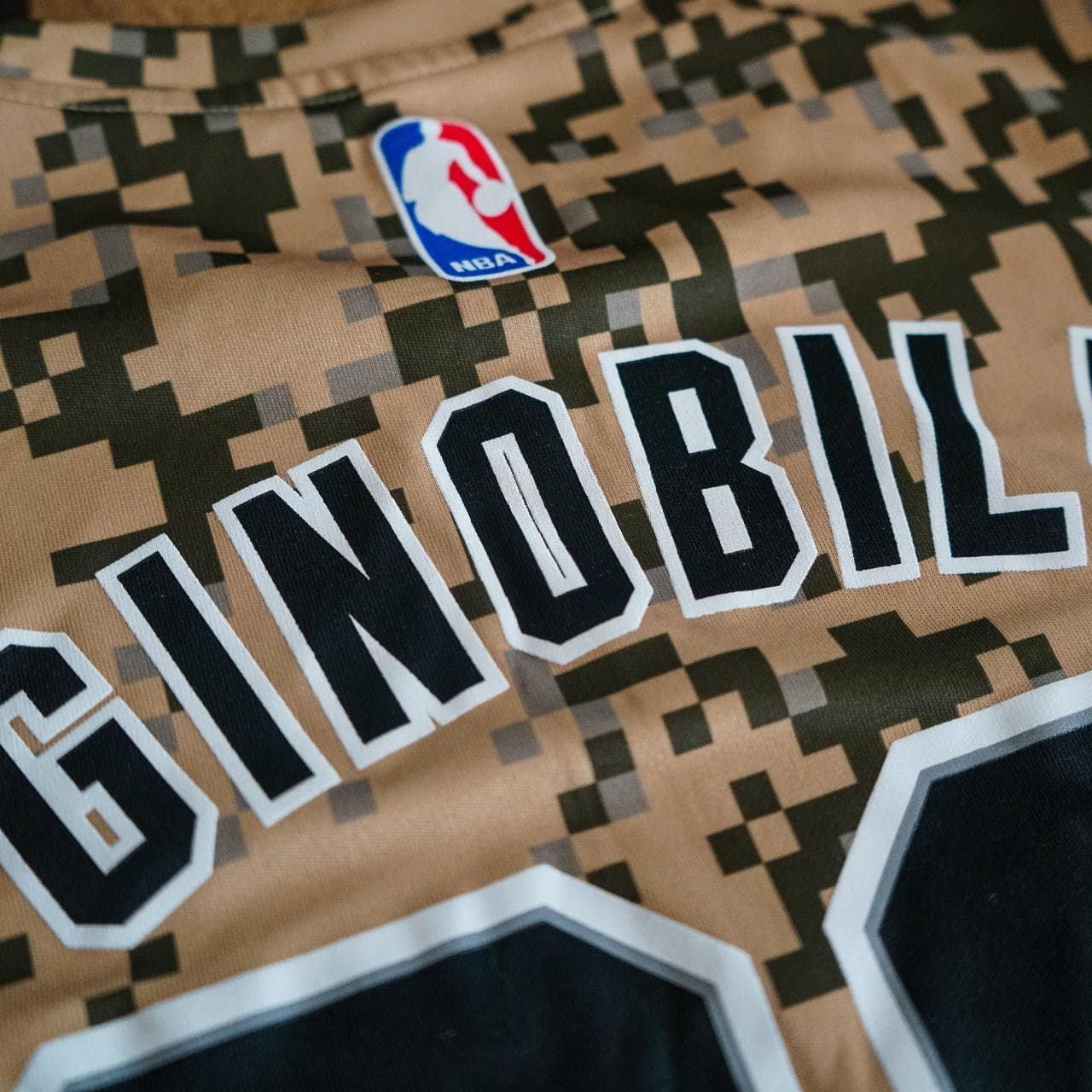 Manu Ginobili San Antonio #Spurs t-shirt by #Adidas. Children's size Large featuring digital camo all over print and team graphics on the front and back. - Thumbnail 4