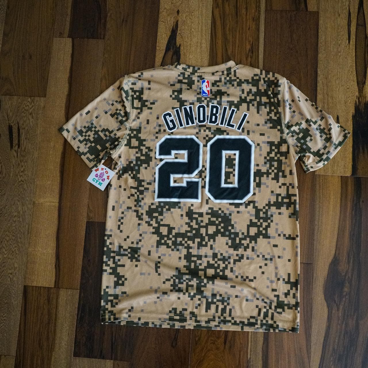 Manu Ginobili San Antonio #Spurs t-shirt by #Adidas. Children's size Large featuring digital camo all over print and team graphics on the front and back. - Thumbnail 3