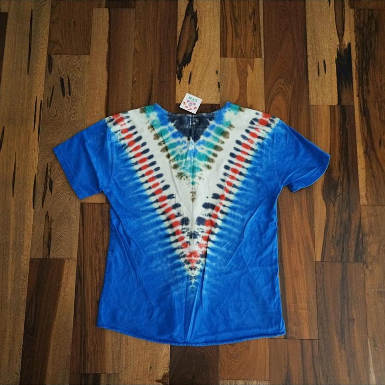 Obey Propaganda tie-dye baseball jersey. Blue, orange, white and green tie-dye with front buttons. Men’s Size Small. - Thumbnail 4