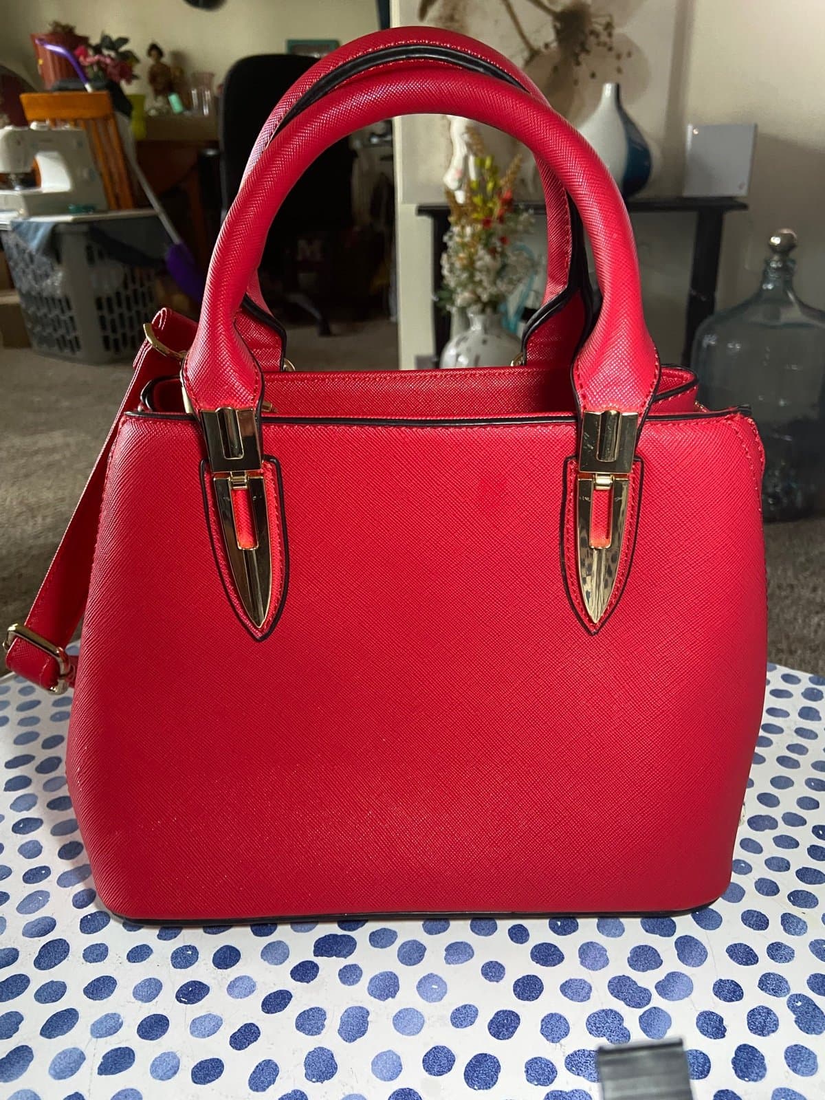 Red Vegan leather handbag