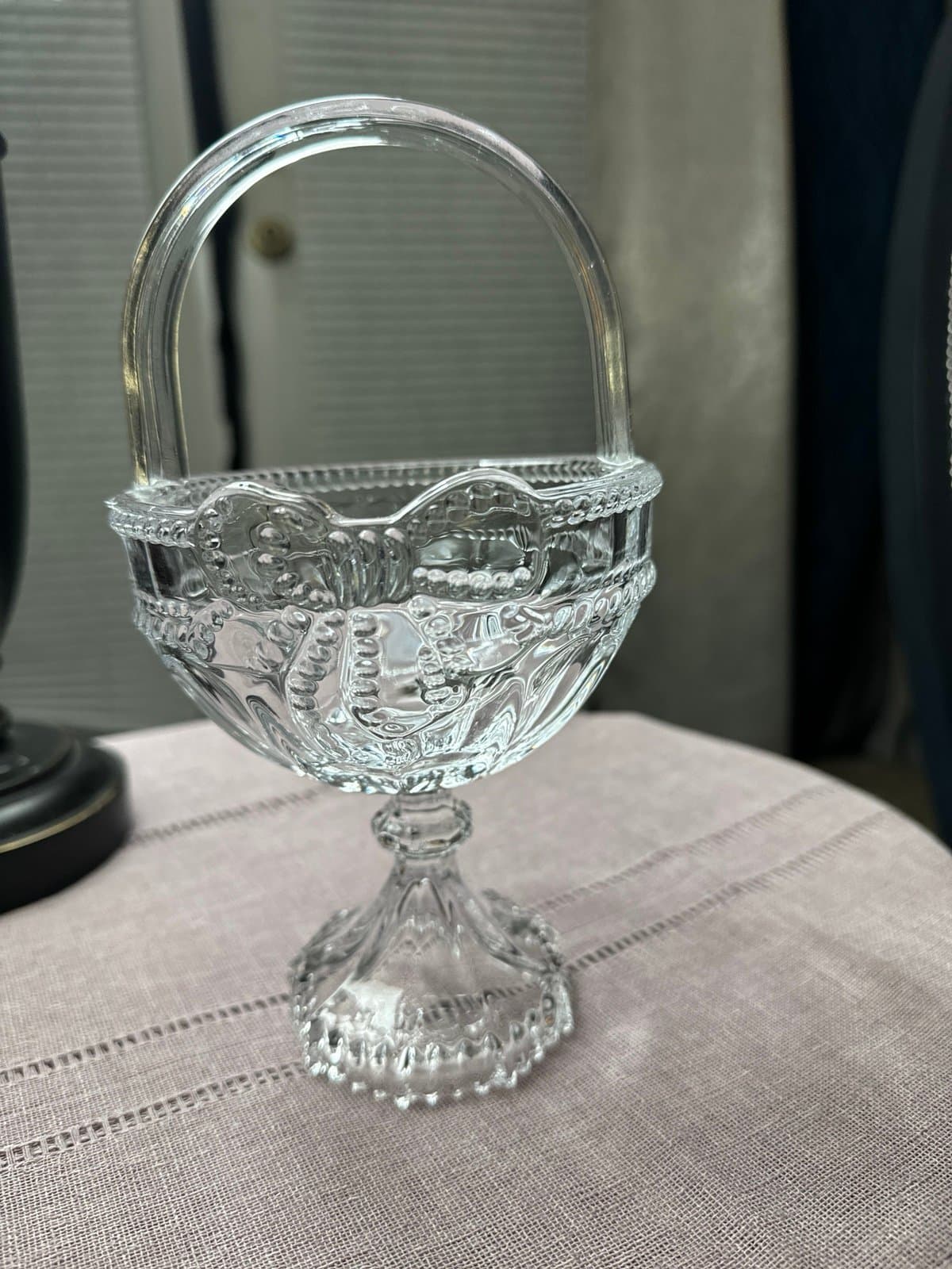Vintage Glass candy dish with a cute bow tie