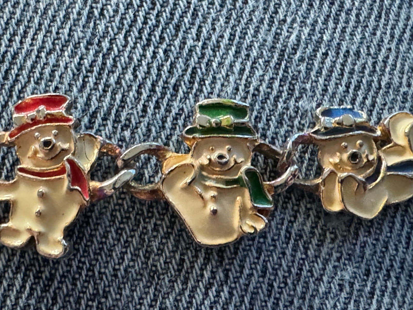 Vintage Enamel Snowman bracelet