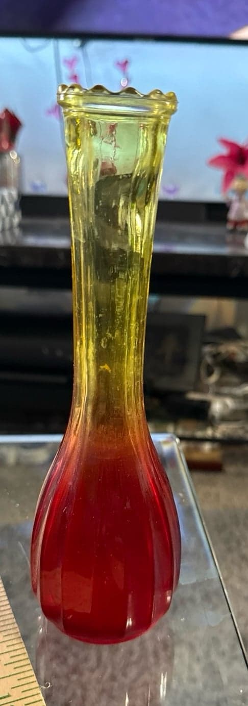 vintage Amberina glass bud vase
