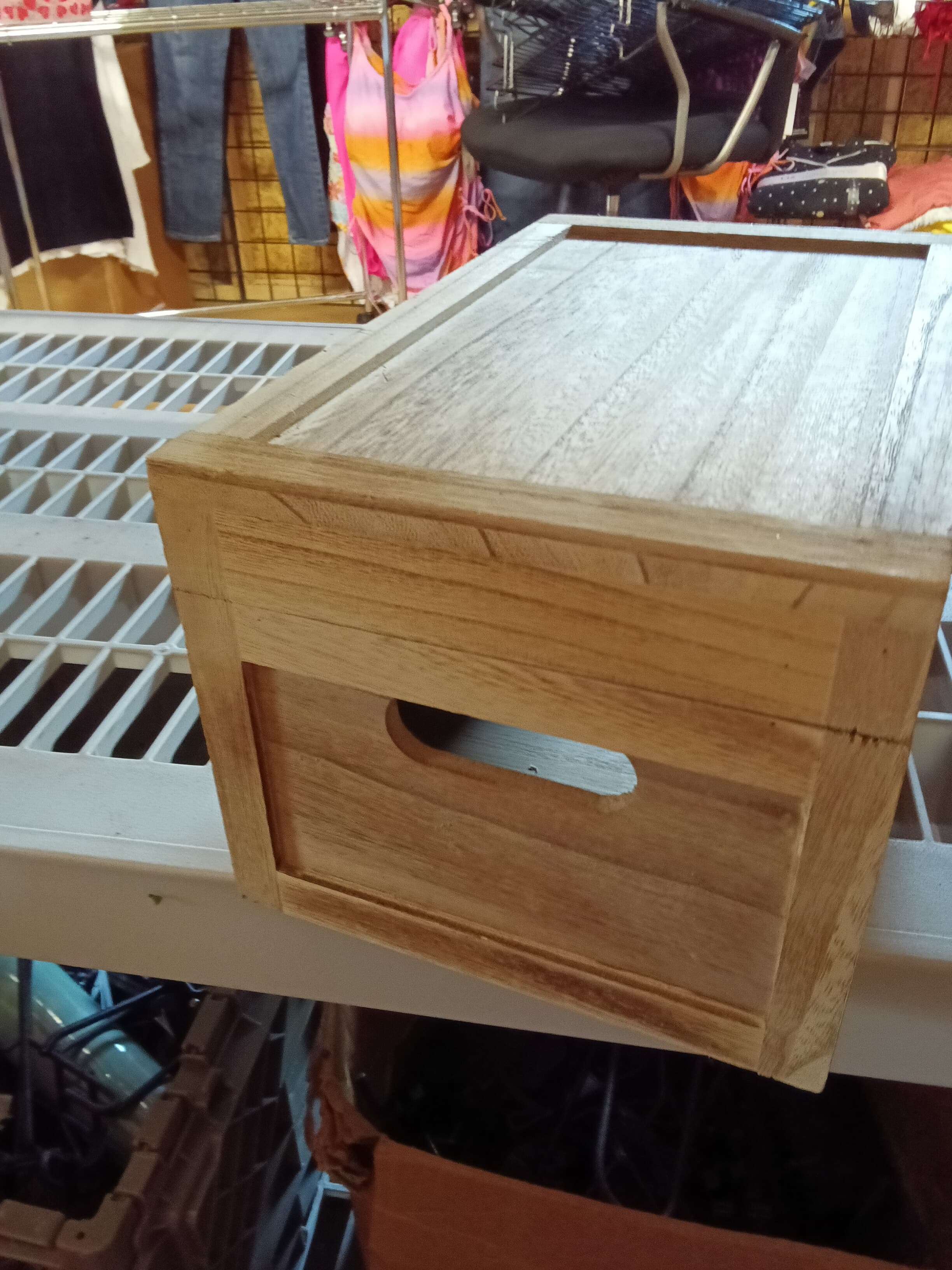 Farmhouse Wooden Storage Box with Lid - Thumbnail 5