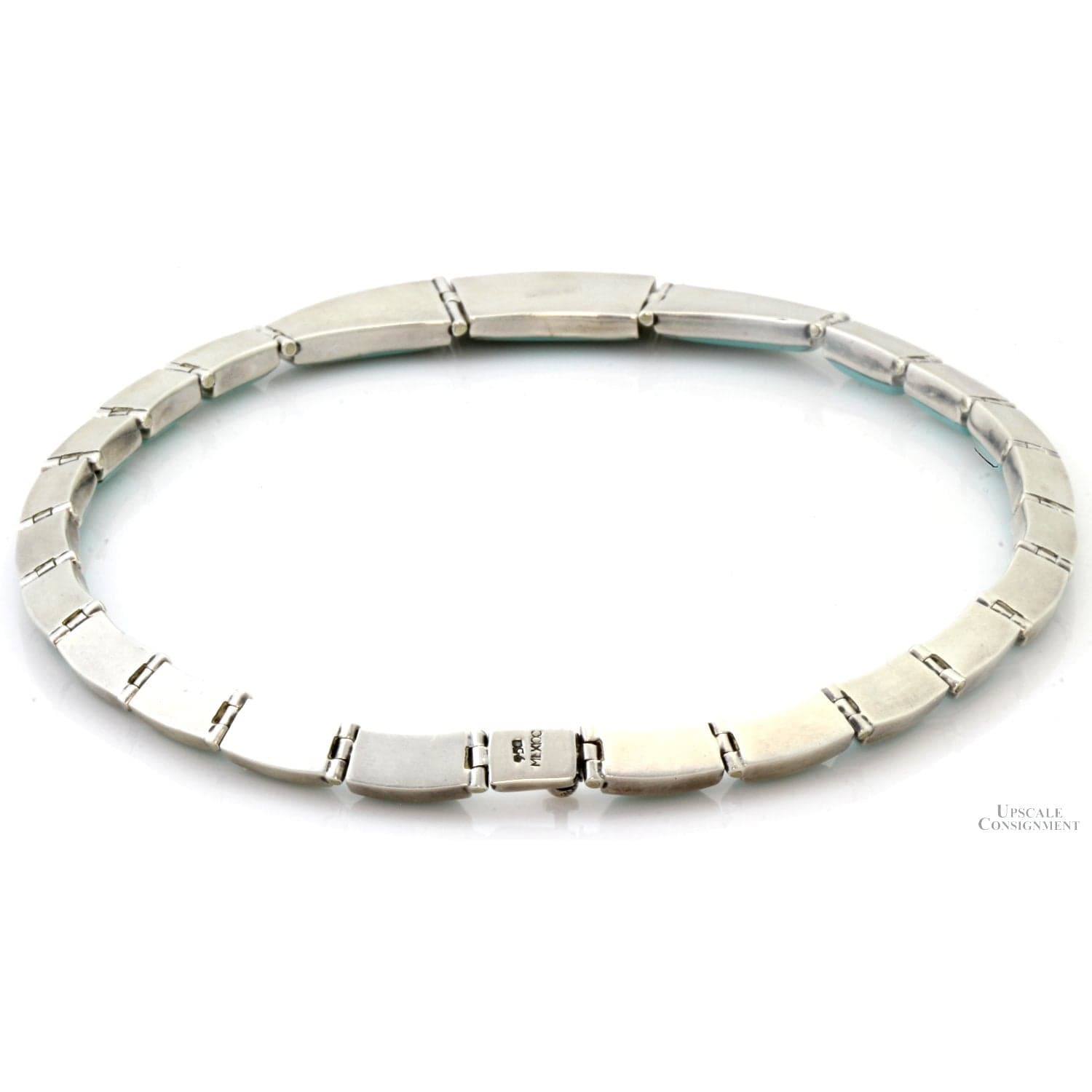 Vintage Mexican 950 Silver Robin's Egg Blue Turquoise Inlay Necklace - 15.5" - Thumbnail 4