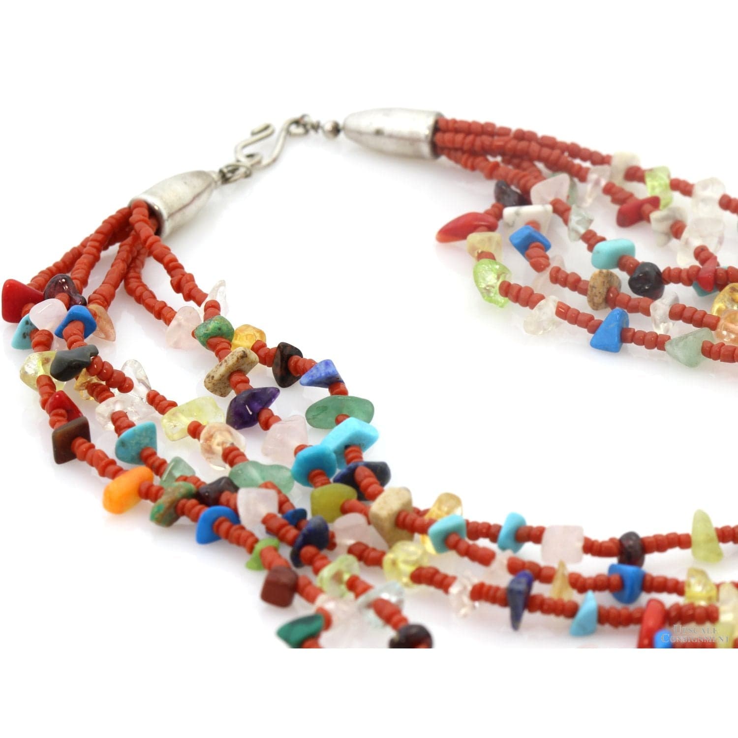 Vintage Santo Domingo Pueblo Multi-Strand Heishi Necklace & Earring Set - 28 in - Thumbnail 4