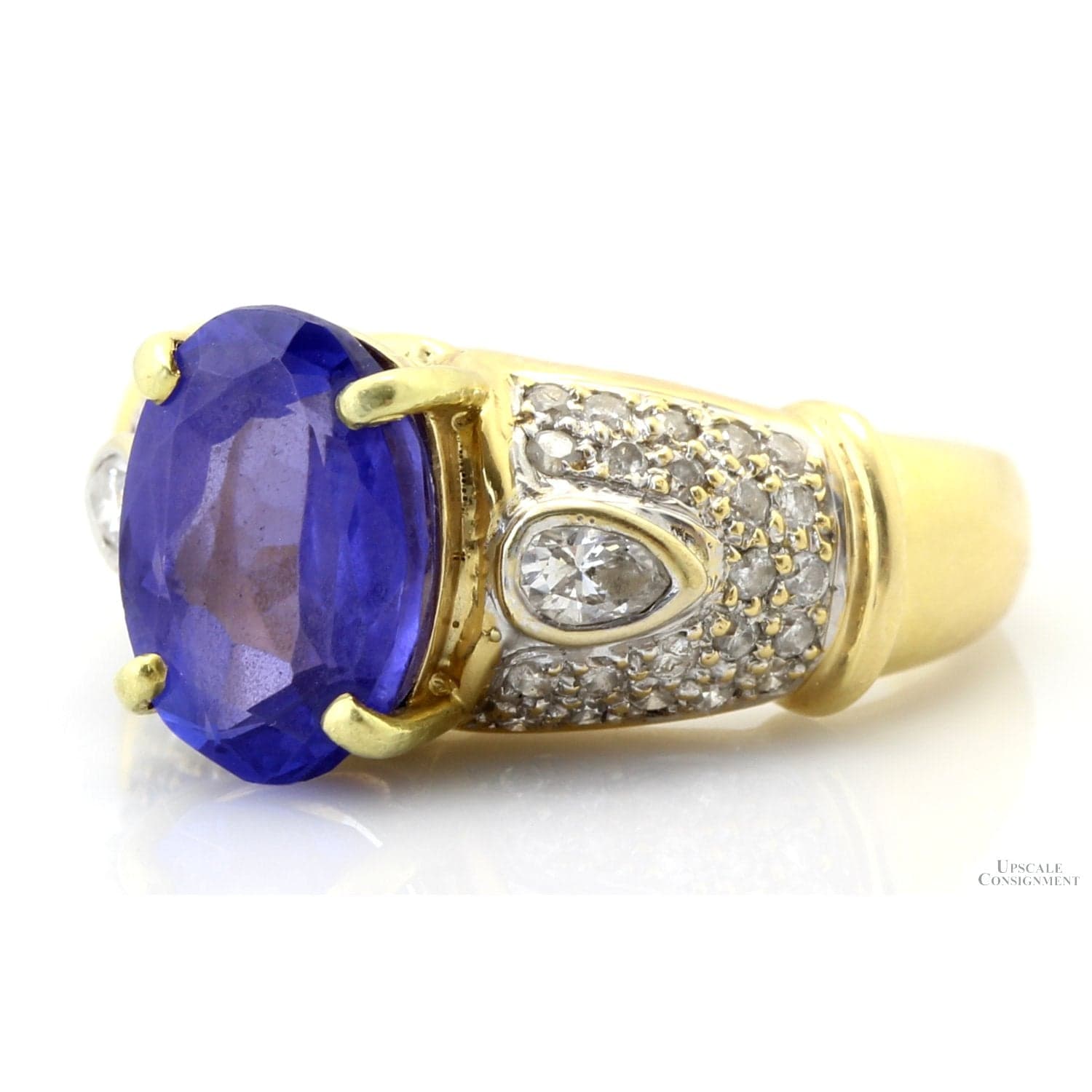 18K Gold 3.50 Carat Tanzanite & .90 CTW Diamond Ring - Appraisal Included - Size 6.25 - Thumbnail 2