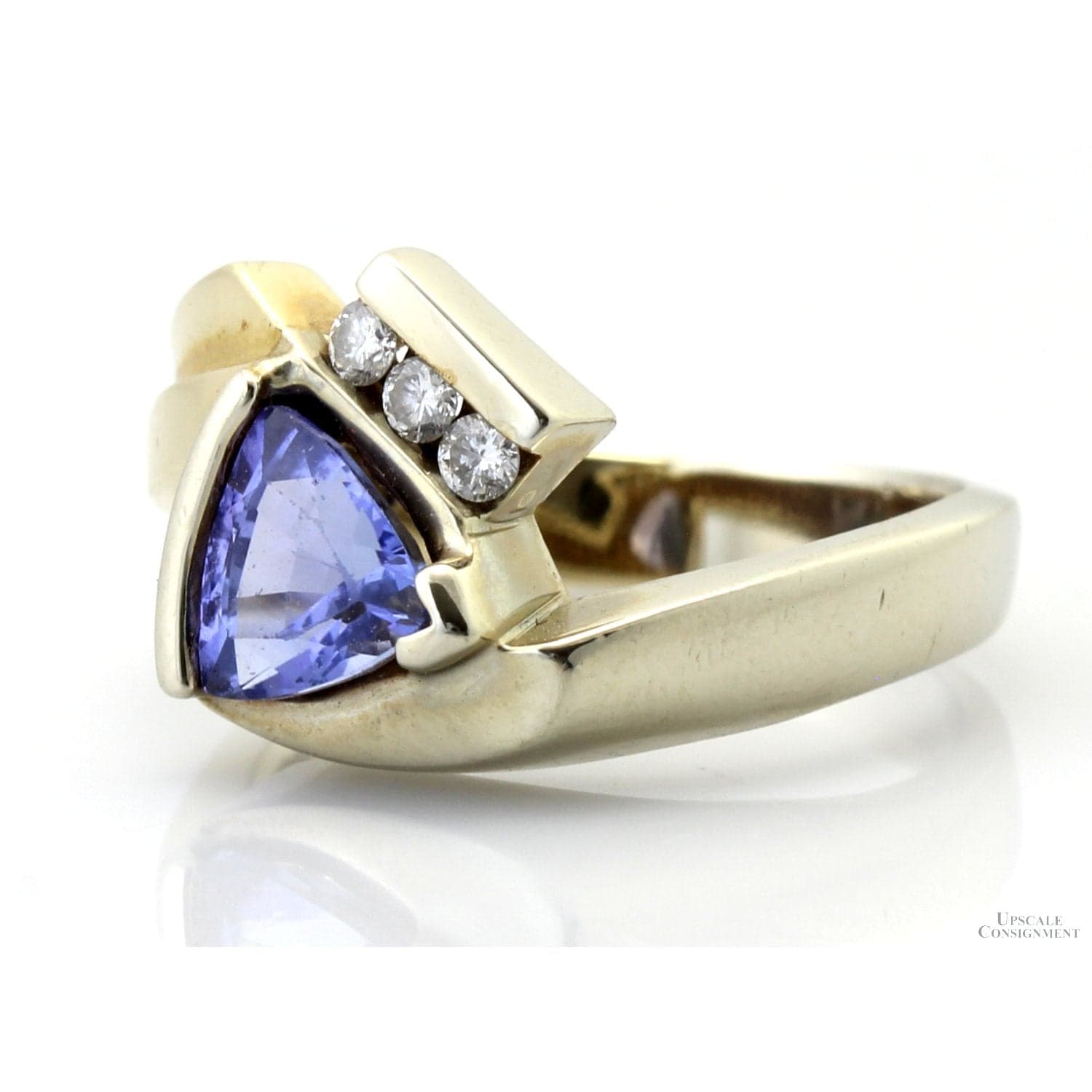 14K Yellow Gold Trillion-Cut Tanzanite & Diamond Ring - Default Title / Size 7 - Thumbnail 3
