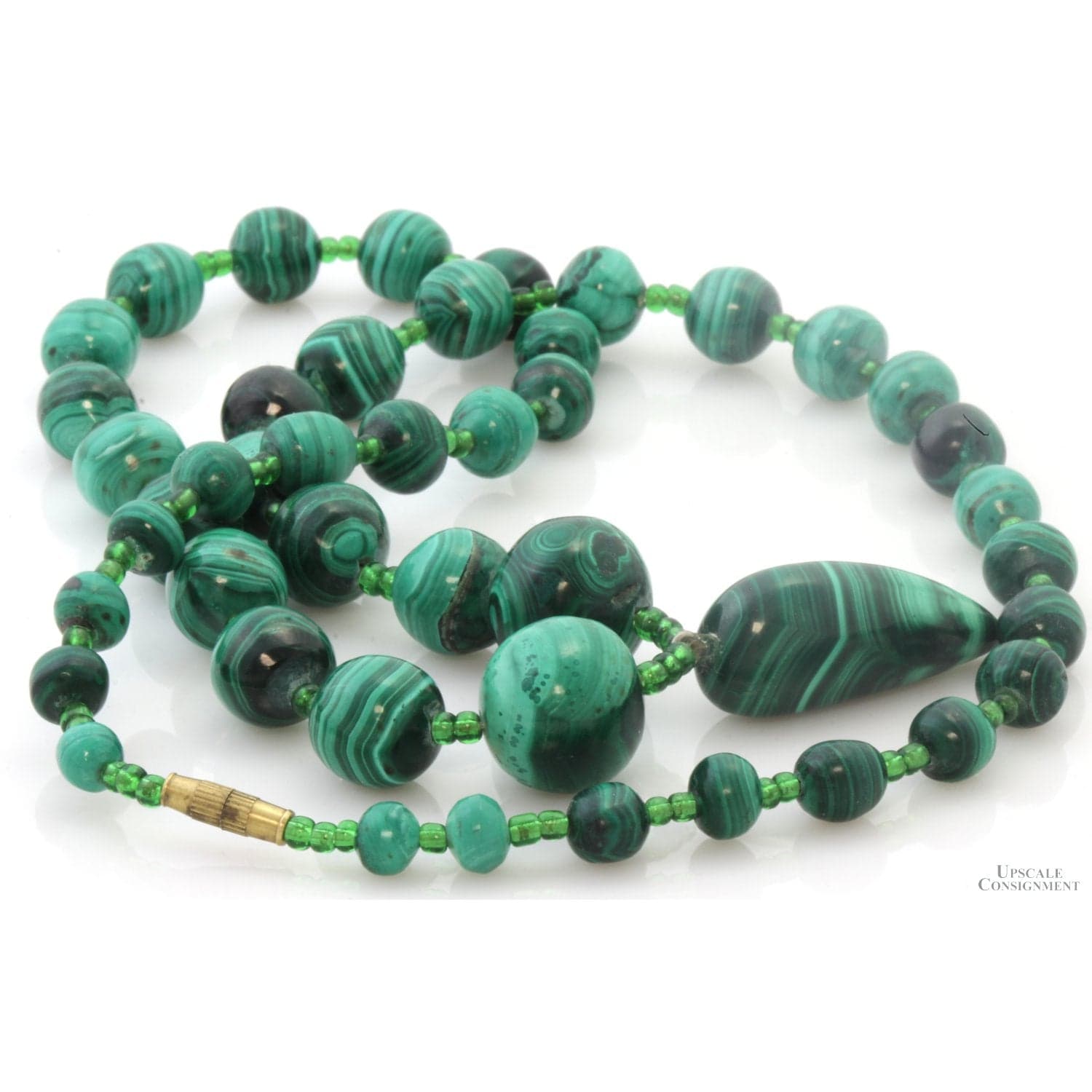 Graduated Natural Zambian Malachite Necklace | Free-Form Pendant - 24 in - Thumbnail 3