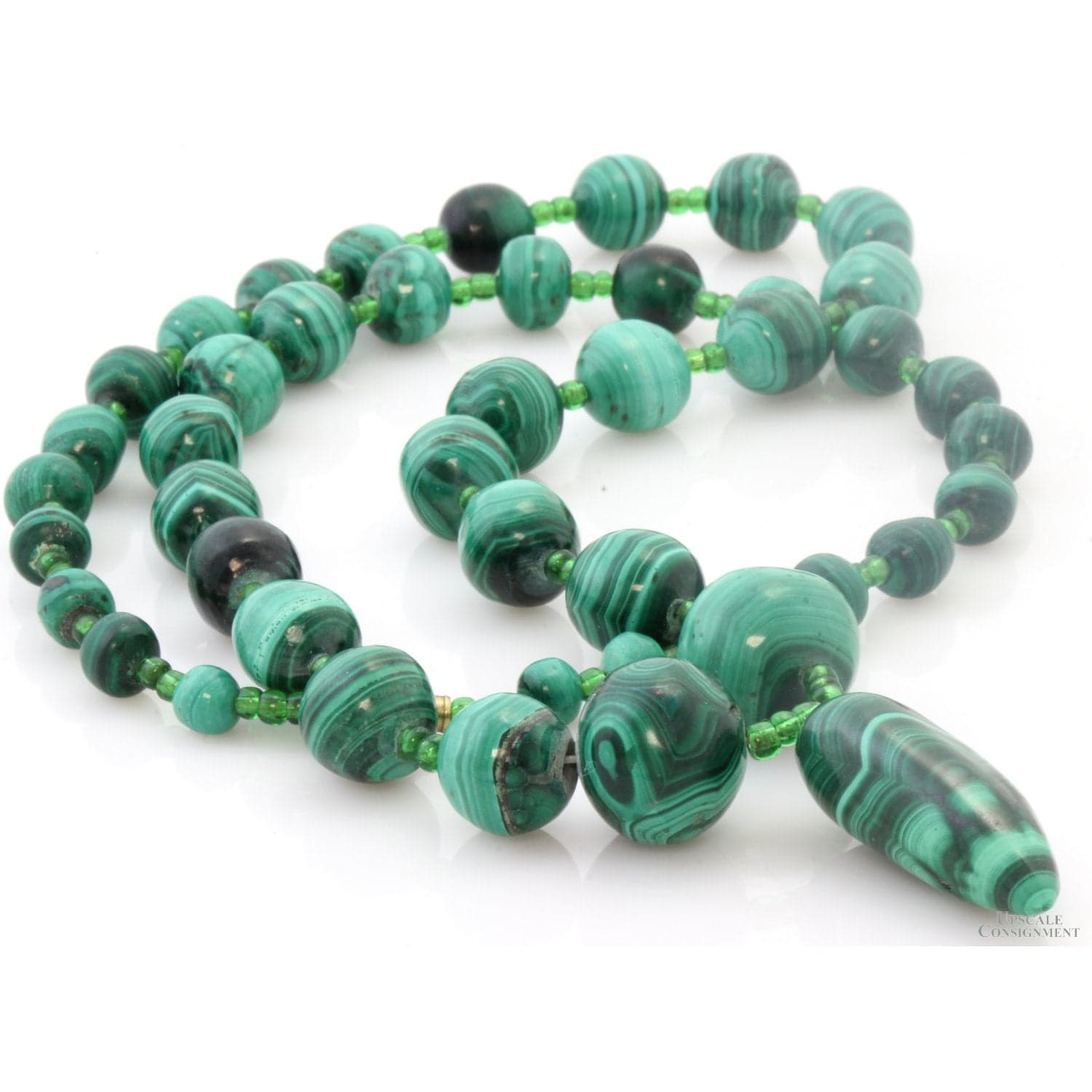 Graduated Natural Zambian Malachite Necklace | Free-Form Pendant - 24 in - Thumbnail 2