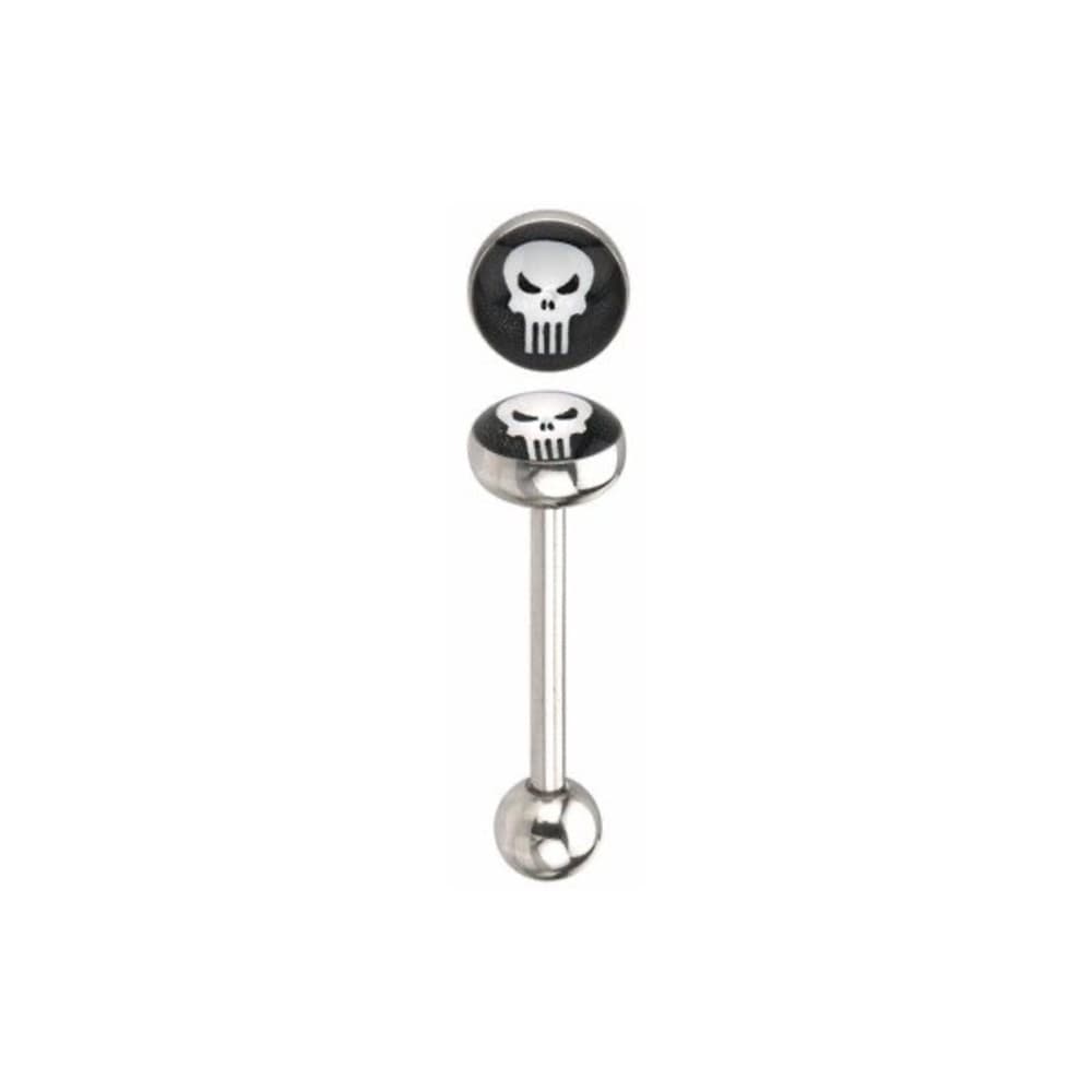 3 Punisher Logo Barbell Tongue Ring - Thumbnail 2