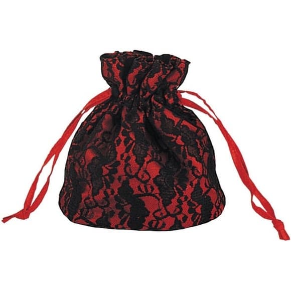 Demonia: Lace Satin Drawstring Purse – Gothic Mini Bag - Thumbnail 2