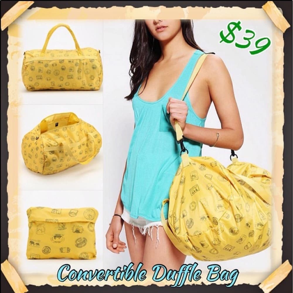 👜 BDG Printed Convertible Stamp Print Duffle Gym Bag – Lightweight & Foldable​ - Thumbnail 4