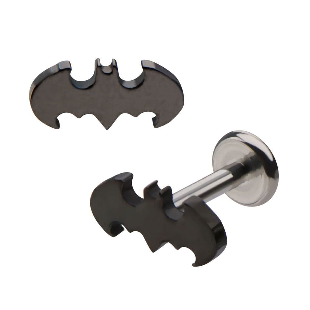 Batman Logo Labret Stud 14G 1/4” Internally Threaded DC Comics